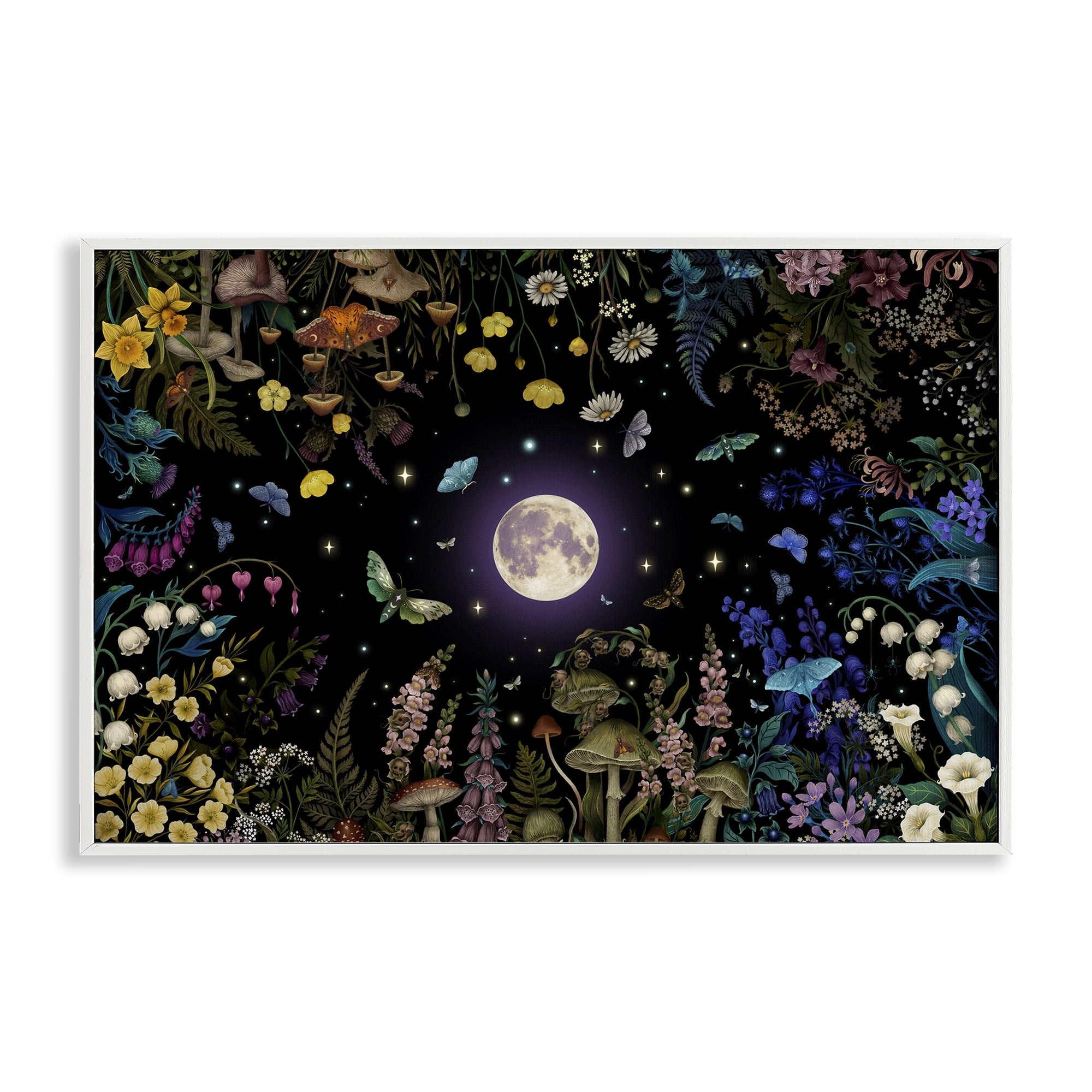 Stupell Industries Night Garden with Moth White Framed Giclee Art, design by Episodic Drawings