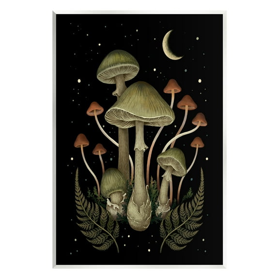 Stupell Industries Night Mushrooms & Ferns Botanical & Floral Painting Unframed Art Print Wall Art, 10 x 15