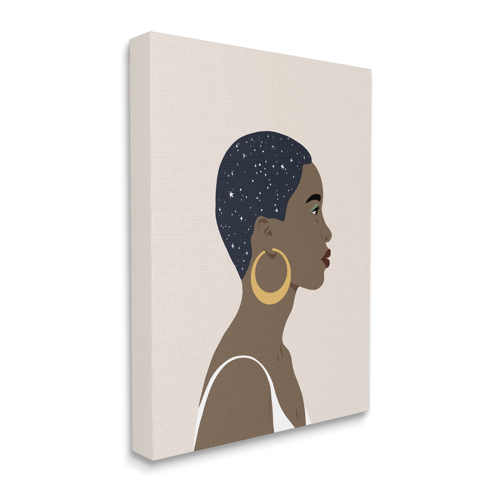 Stupell Industries Night Sky Constellation Hairstyle Glam Female Portrait Novelty Painting Gallery Wrapped Canvas Art Print Wall Art, 30 x 40