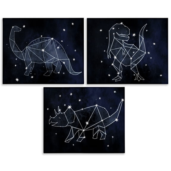 Stupell Industries Night Sky Dinosaur Constellations Animals & Insects Painting Gallery Wrapped Canvas Art Print Wall Art, 14 x 11, Set of 3