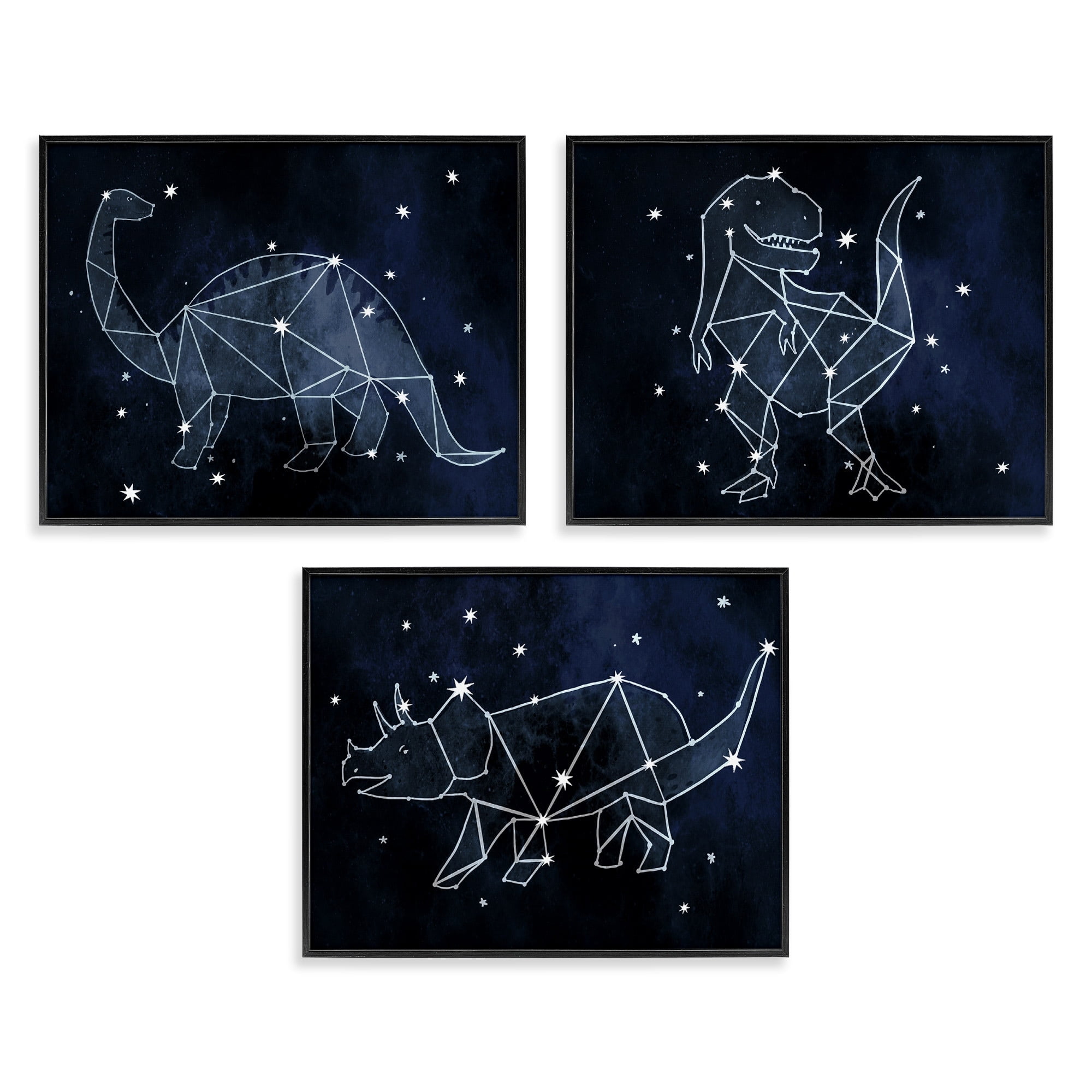 Stupell Industries Night Sky Dinosaur Constellations Outer Space Black Framed by Daphne Polselli