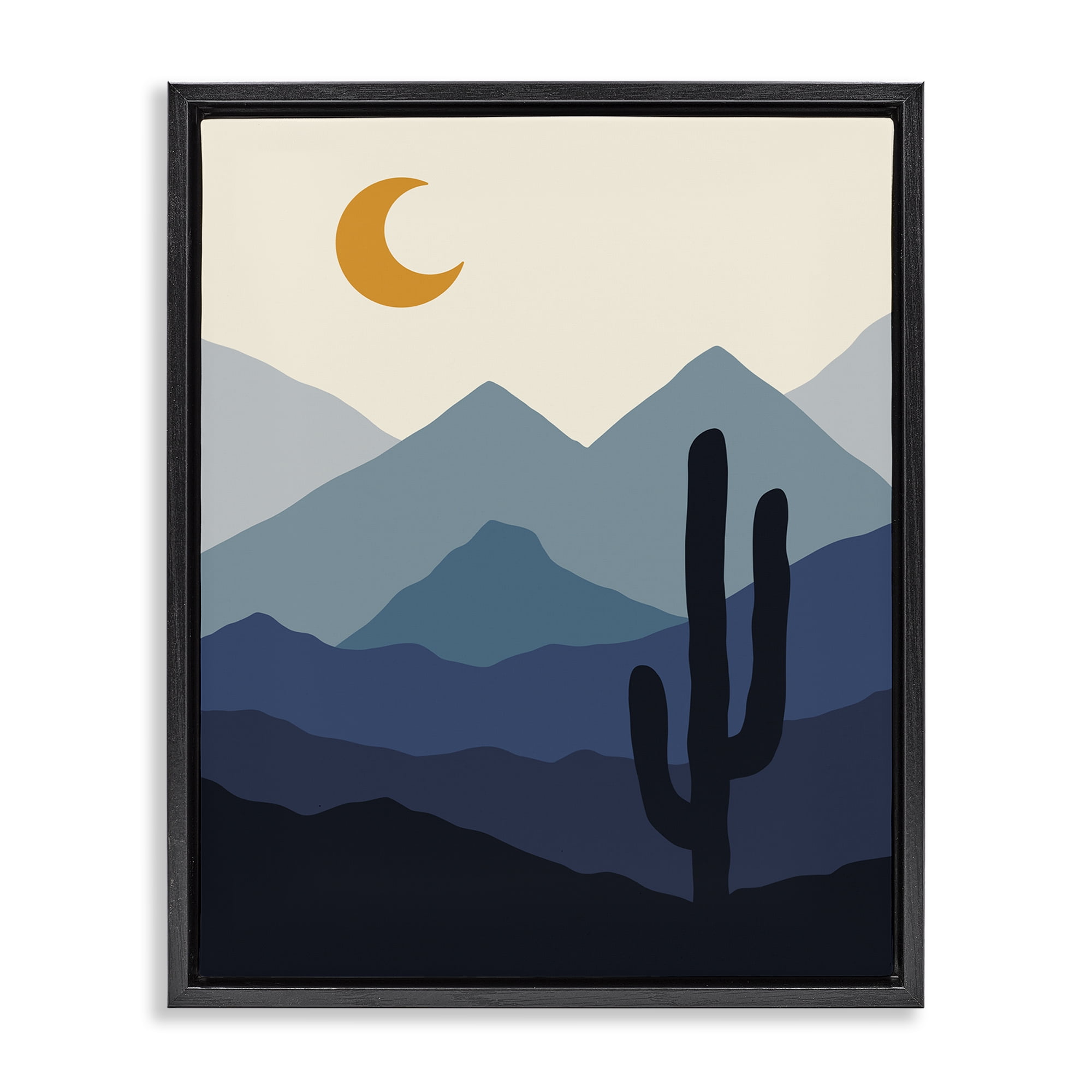 Stupell Industries Night in the Desert Abstract Painting Black Floater Framed Canvas Art Print Wall Art, 17 x 21