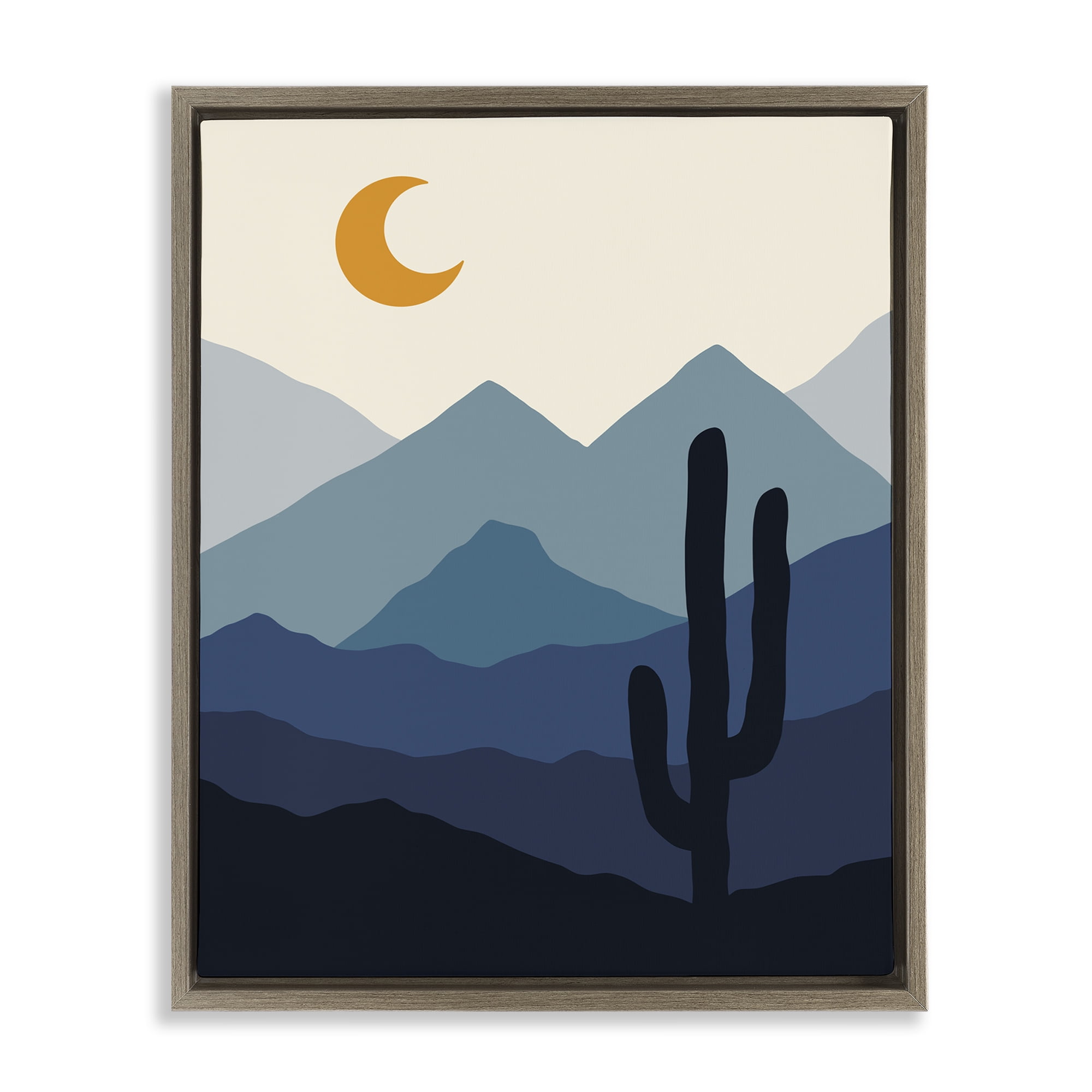 Stupell Industries Night in the Desert Abstract Painting Brown Floater Framed Canvas Art Print Wall Art, 17 x 21