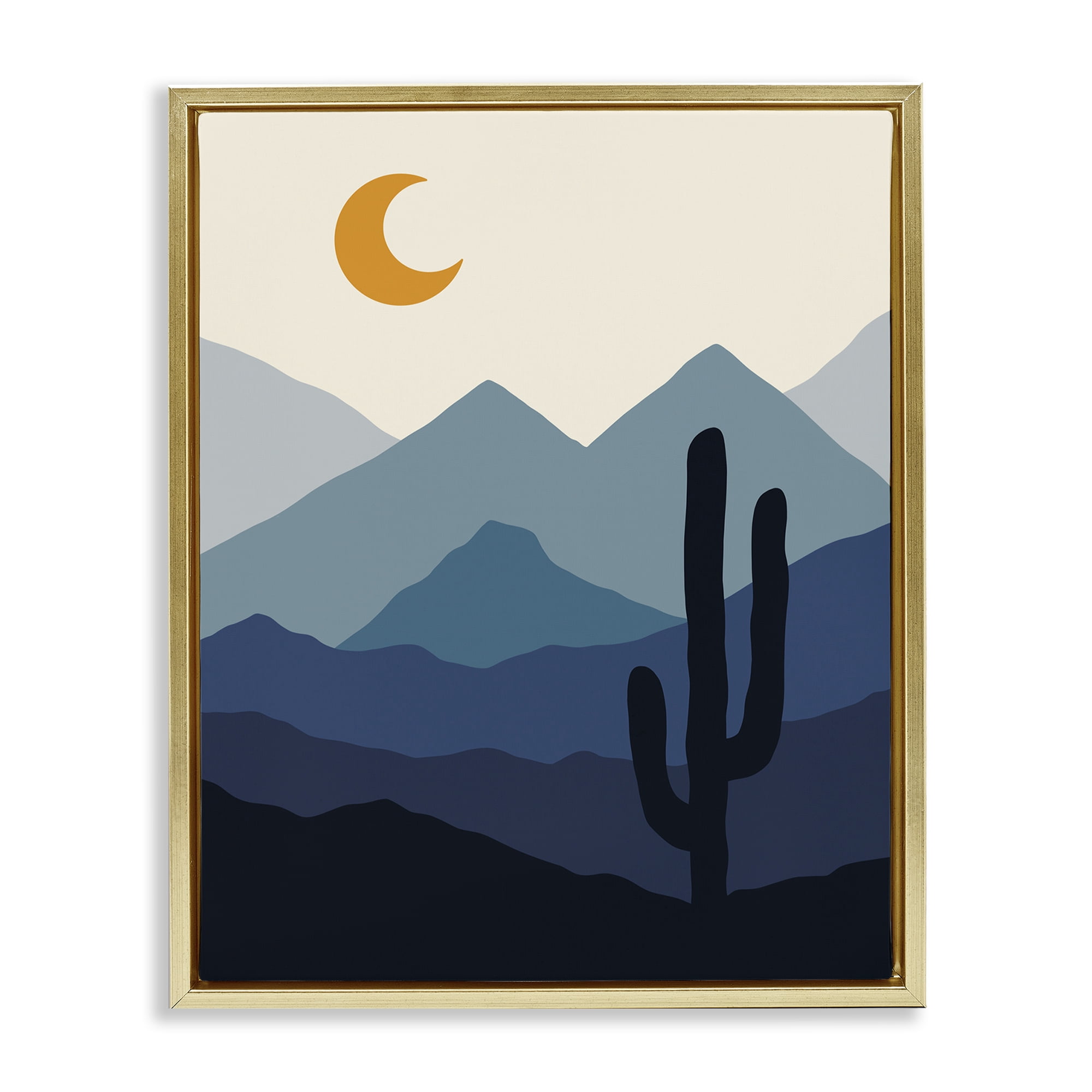 Stupell Industries Night in the Desert Abstract Painting Gold Floater Framed Canvas Art Print Wall Art, 17 x 21