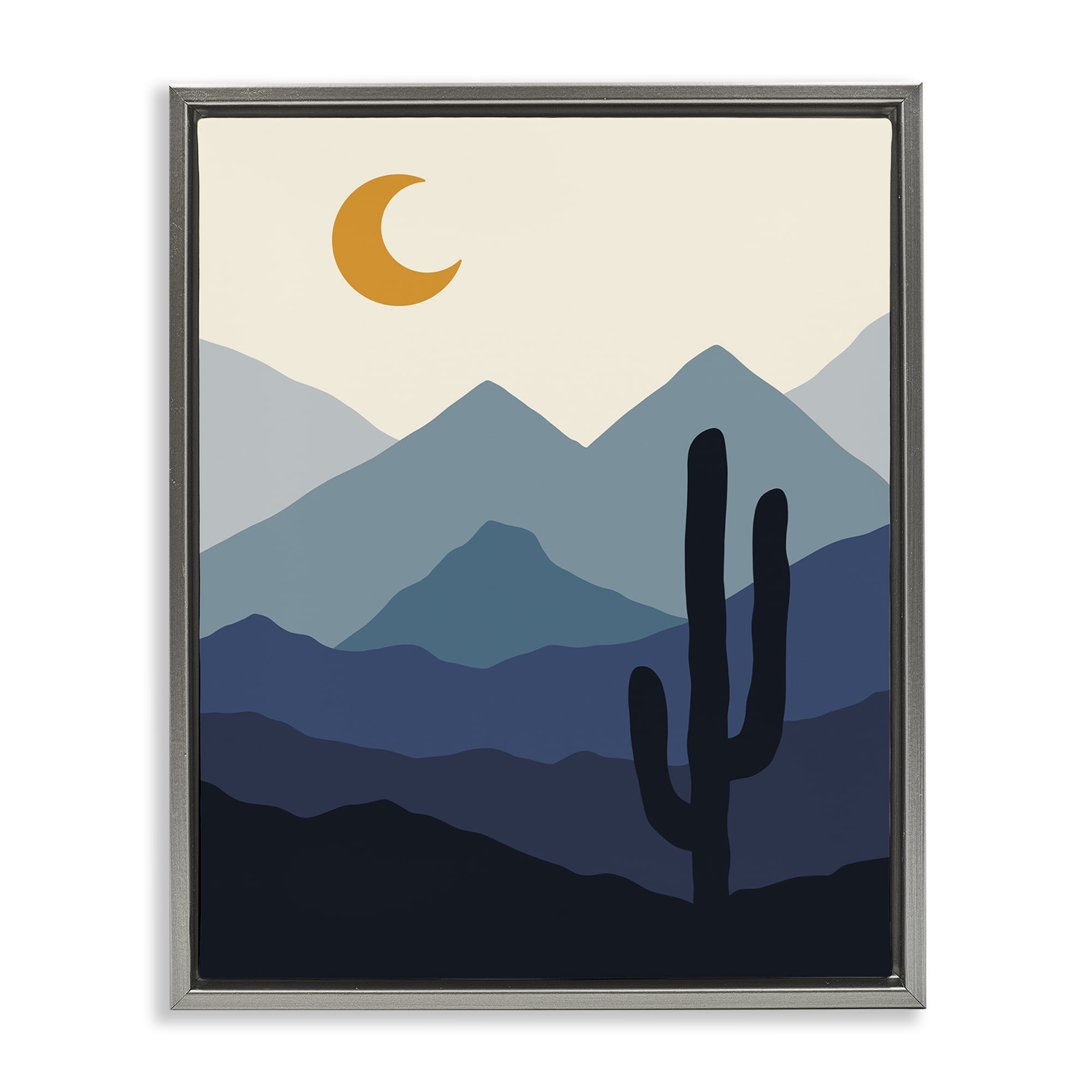 Stupell Industries Night in the Desert Abstract Painting Gray Floater Framed Canvas Art Print Wall Art, 17 x 21