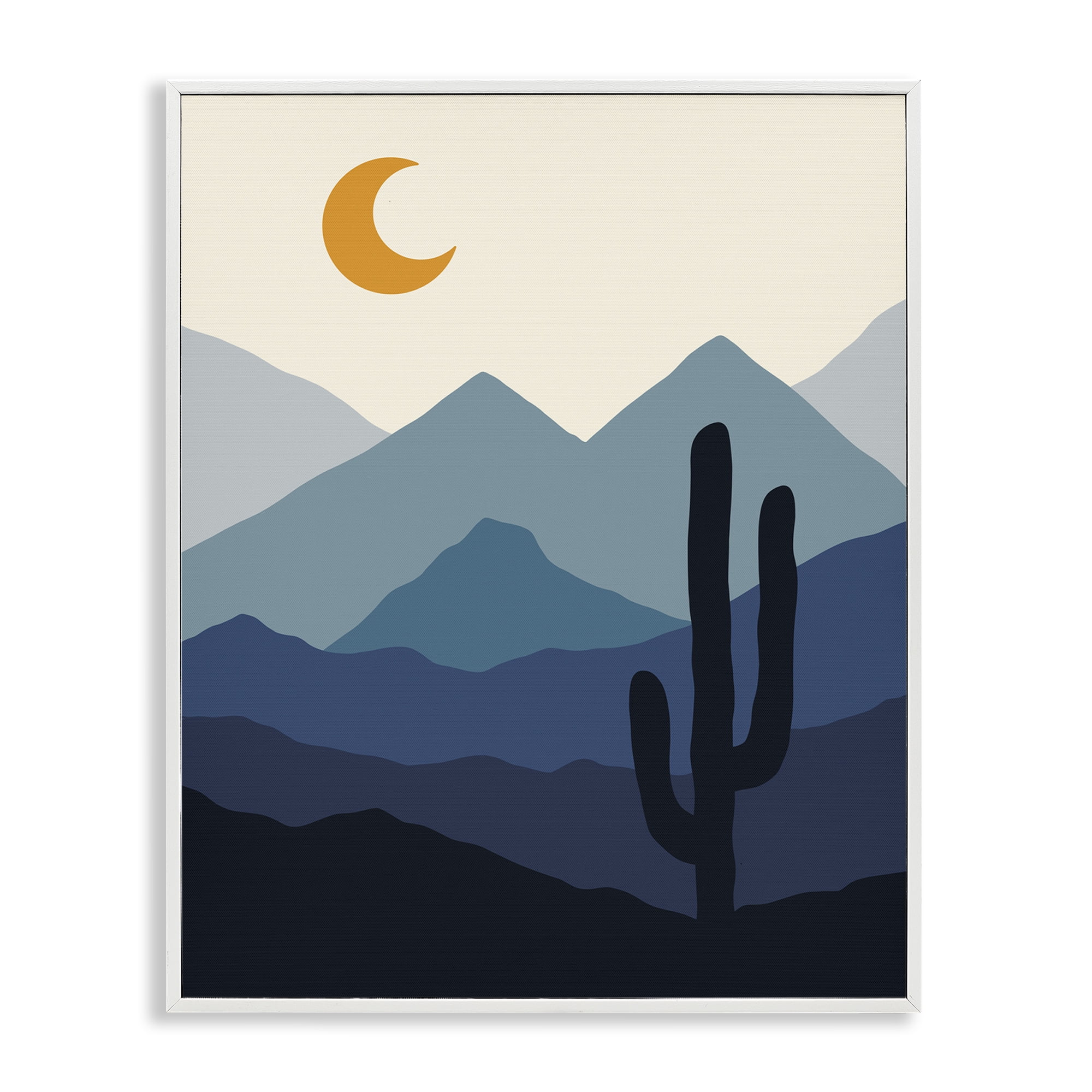Stupell Industries Night in the Desert Abstract Painting White Framed Art Print Wall Art, 24 x 30