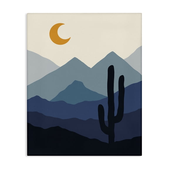 Stupell Industries Night in the Desert Abstract Painting Wrapped Canvas Art Print Wall Art, 16 x 20