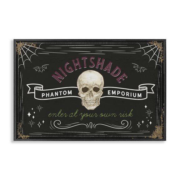 Stupell Industries Nightshade Emporium Sign Advertisements Painting Black Framed Art Print Wall Art, 18 x 12