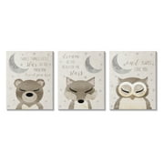 Stupell Industries Nighttime Animals & Lullabies Animals & Insects Painting Gallery Wrapped Canvas Art Print Wall Art, 11 x 14, Set of 3