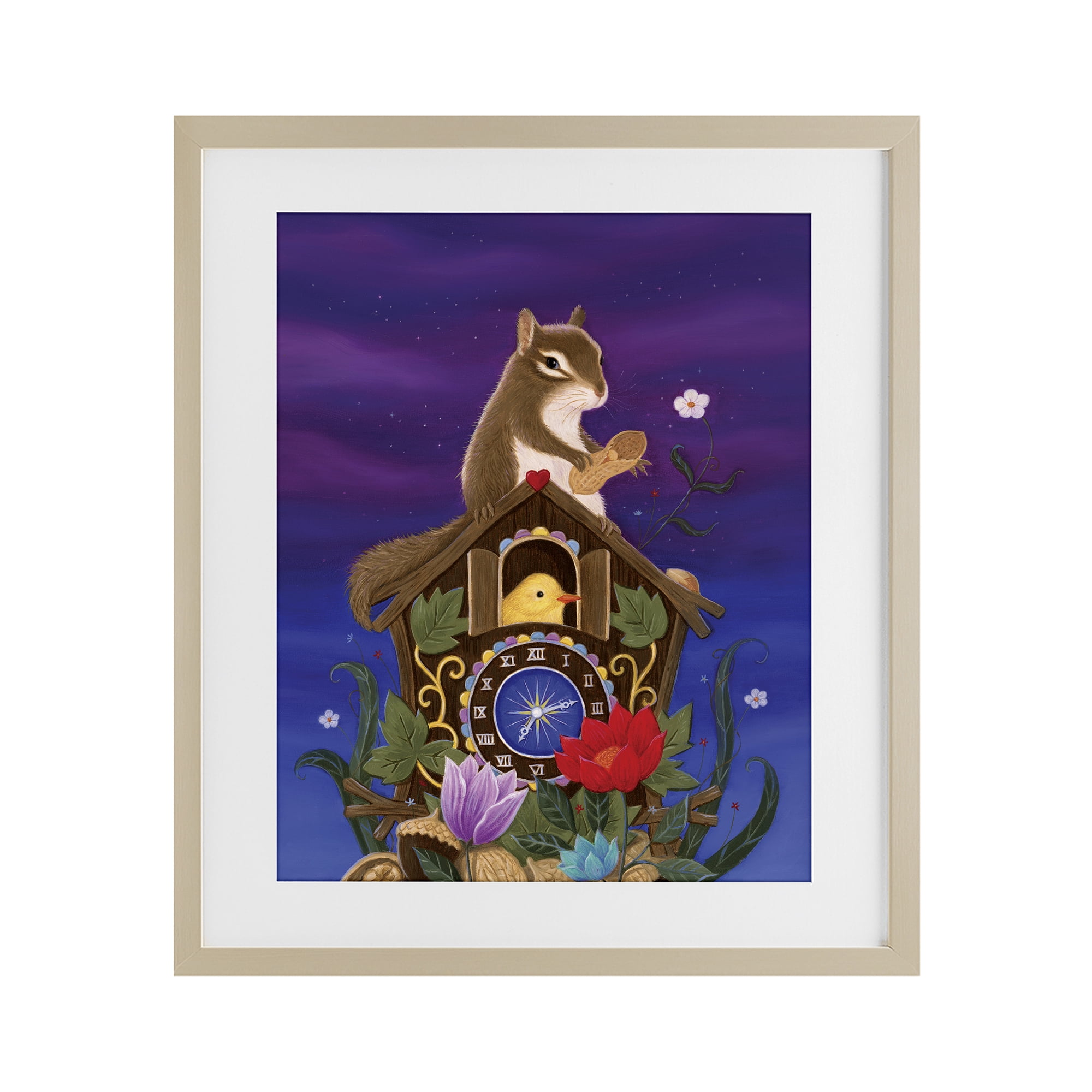 Stupell Industries Nighttime Snack Squirrel Birch Framed Print Under Glass, design by Gina Matarazzo