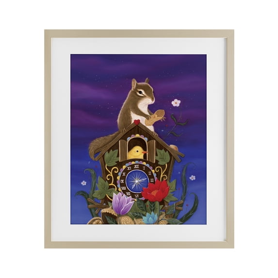 Stupell Industries Eclectic Nighttime Snack Squirrel Birch Framed Print Under Glass, 13 x 16, by Gina Matarazzo