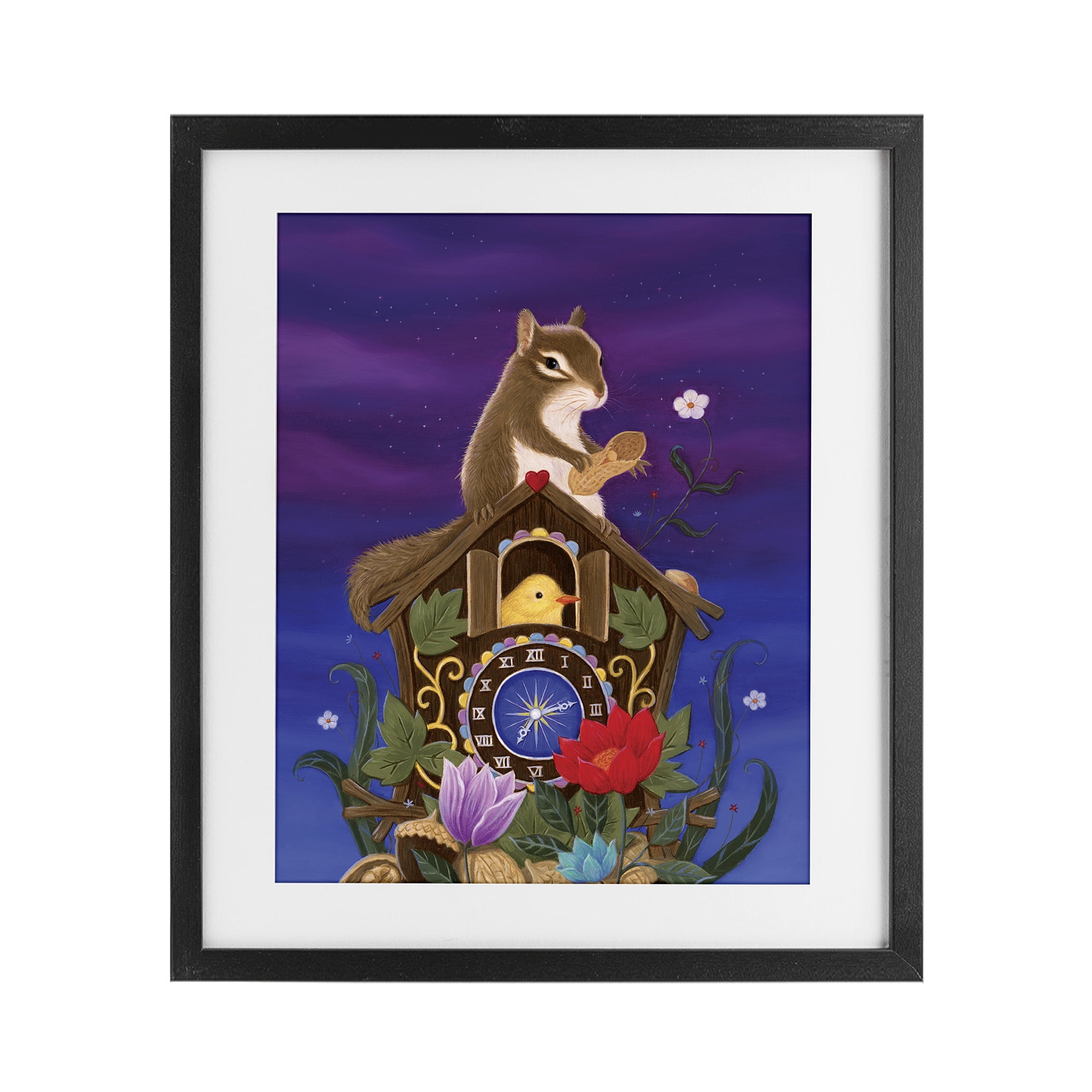 Stupell Industries Nighttime Snack Squirrel Black Framed Print Under Glass, design by Gina Matarazzo