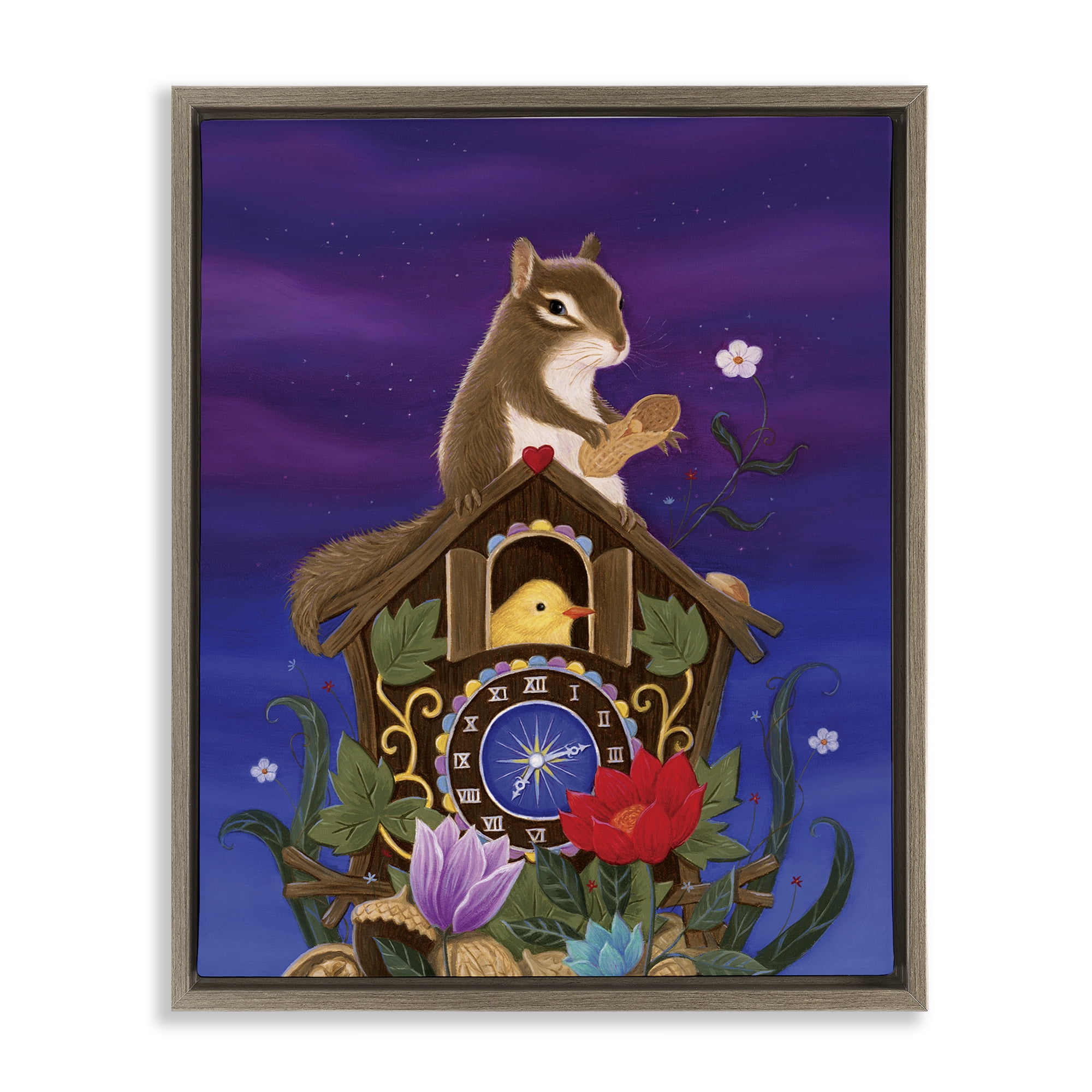 Stupell Industries Nighttime Snack Squirrel Brown Framed Floater Canvas Wall Art, design by Gina Matarazzo