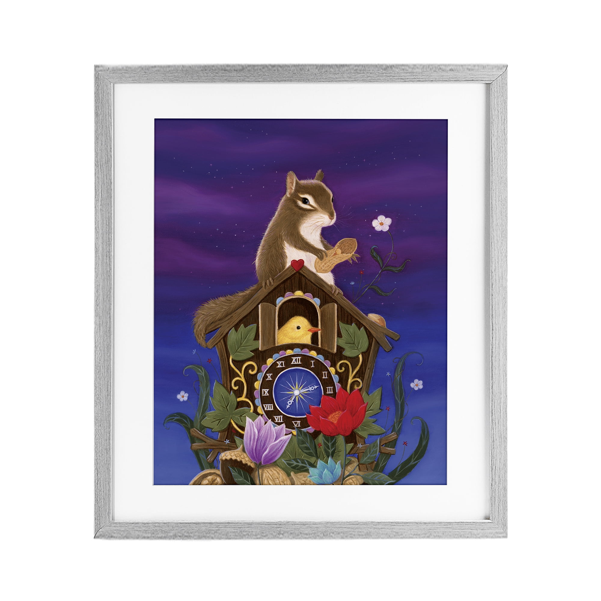 Stupell Industries Nighttime Snack Squirrel Gray Framed Print Under Glass, design by Gina Matarazzo