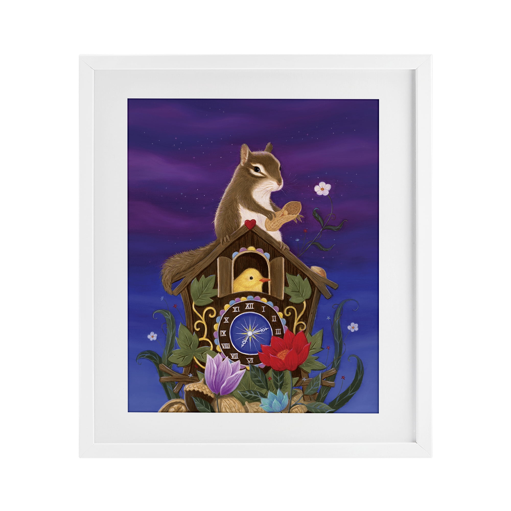 Stupell Industries Nighttime Snack Squirrel White Framed Print Under Glass, design by Gina Matarazzo