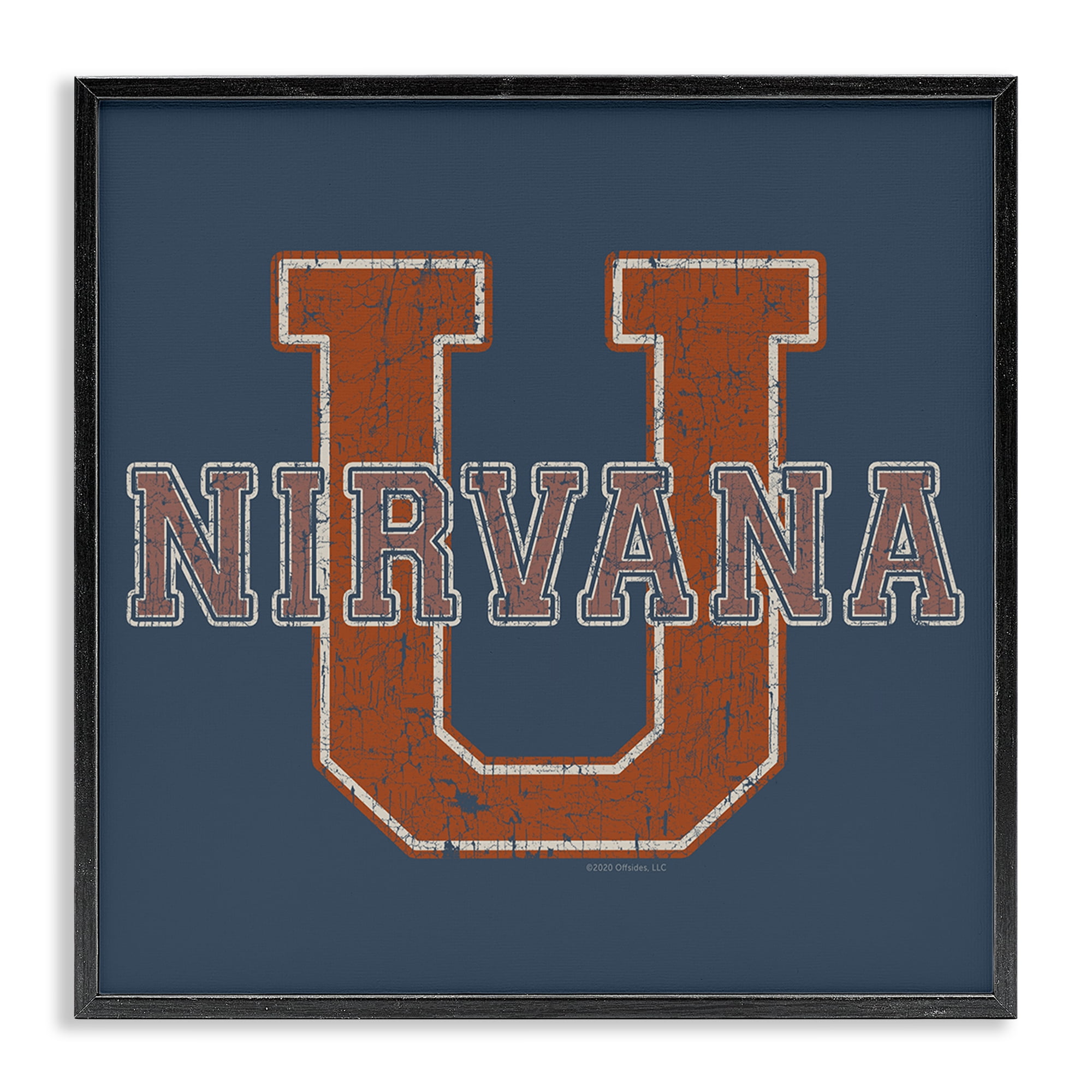 Stupell Industries Nirvana U Varsity Style Text & Numbers Painting Black Framed Art Print Wall Art, 17 x 17