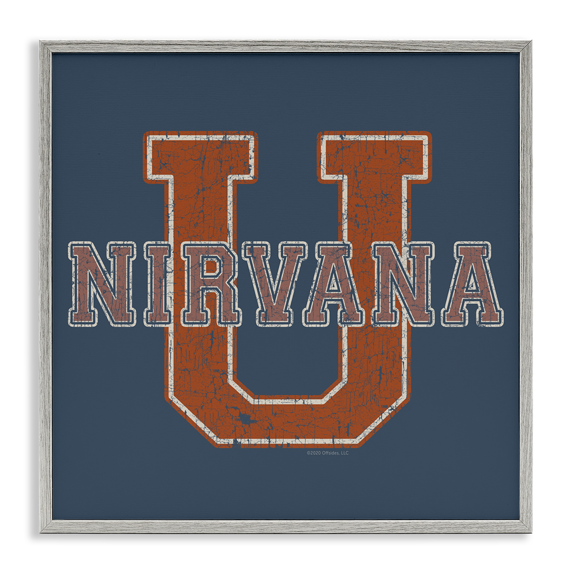 Stupell Industries Nirvana U Varsity Style Text & Numbers Painting Gray Framed Art Print Wall Art, 17 x 17
