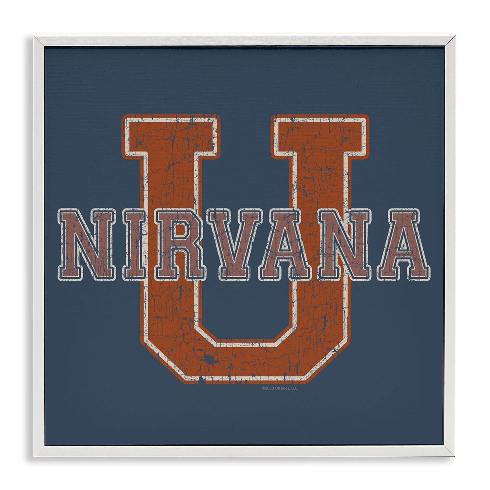 Stupell Industries Nirvana U Varsity Style Text & Numbers Painting White Framed Art Print Wall Art, 17 x 17