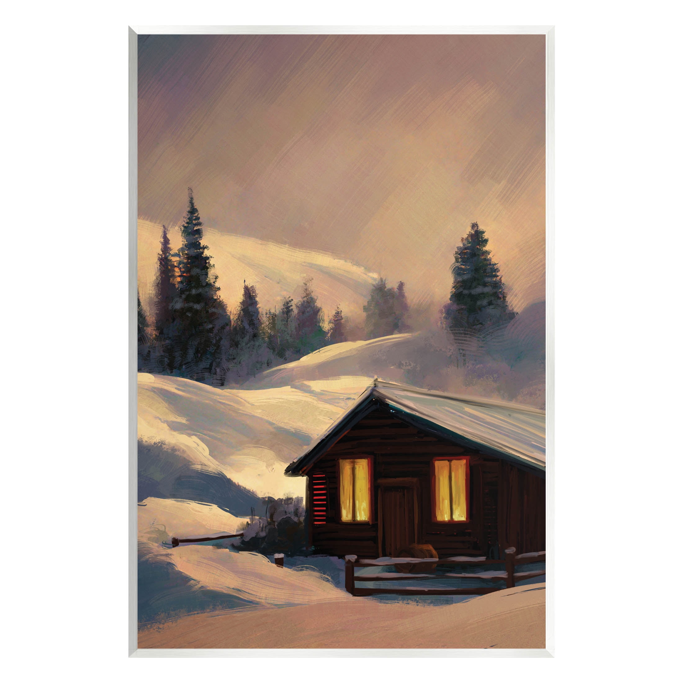 Stupell Industries Niveous Cottage Snow Scene Painting Unframed Art Print Wall Art, Design by Ziwei Li