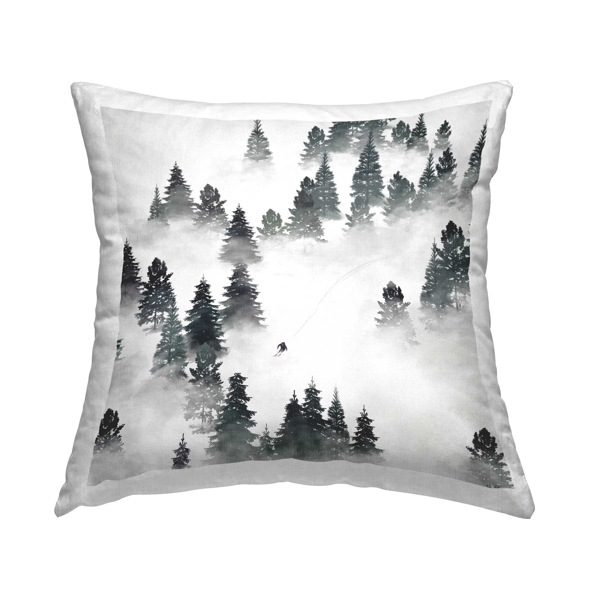 Stupell Industries Niveous Mountain Slope Person Skiing Trees Design by Ziwei Li Throw Pillow
