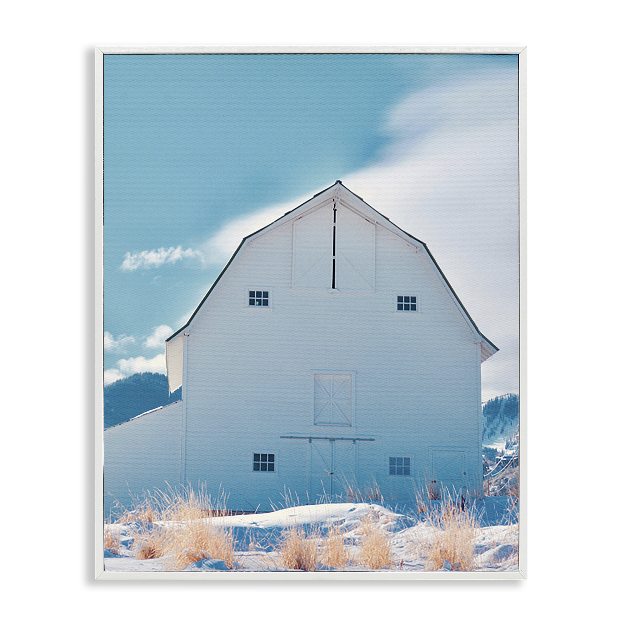 Stupell Industries Niveous Winter Barn Nautical & Beach Photography White Framed Art Print Wall Art, 11 x 14