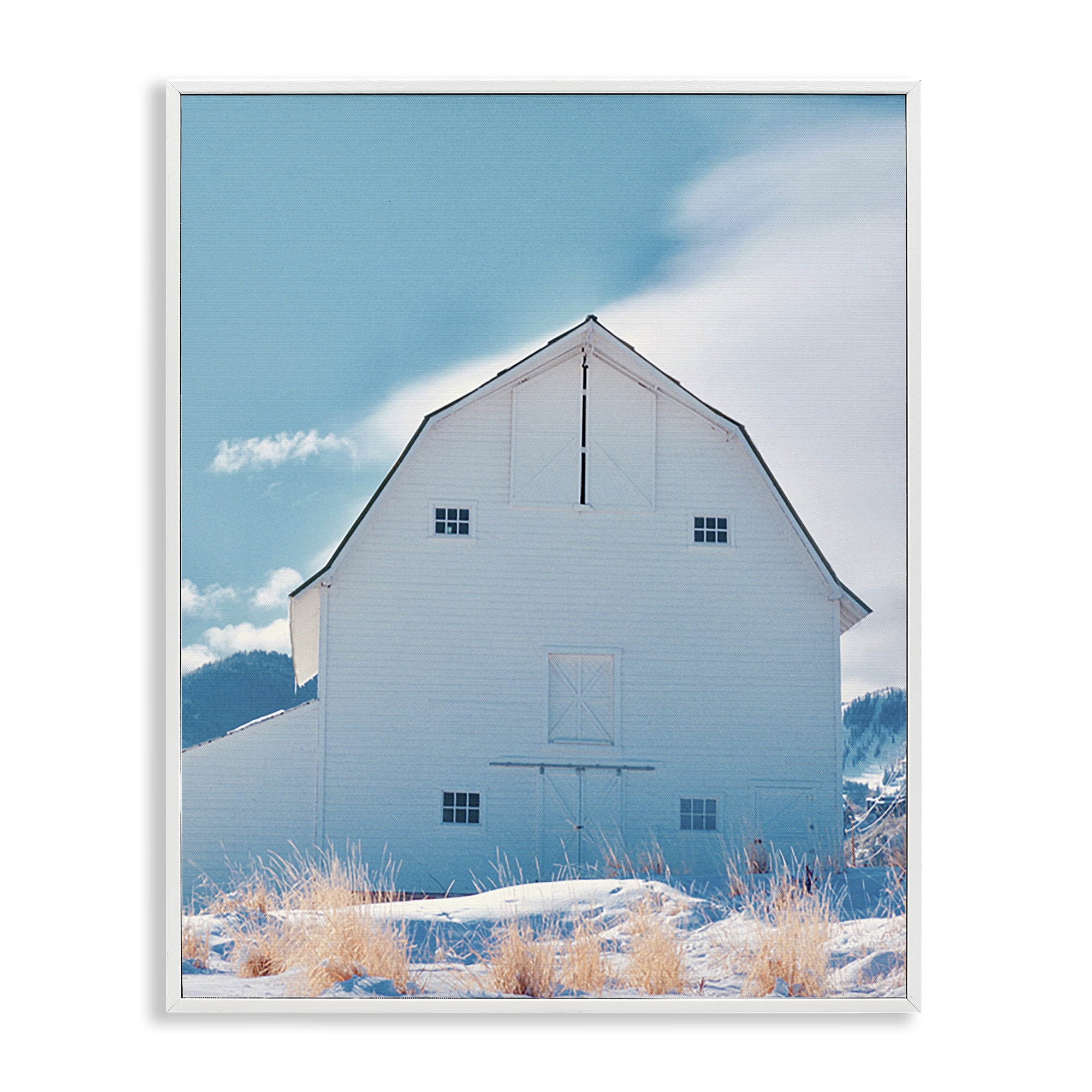 Stupell Industries Niveous Winter Barn Nautical & Beach Photography White Framed Art Print Wall Art, 16 x 20