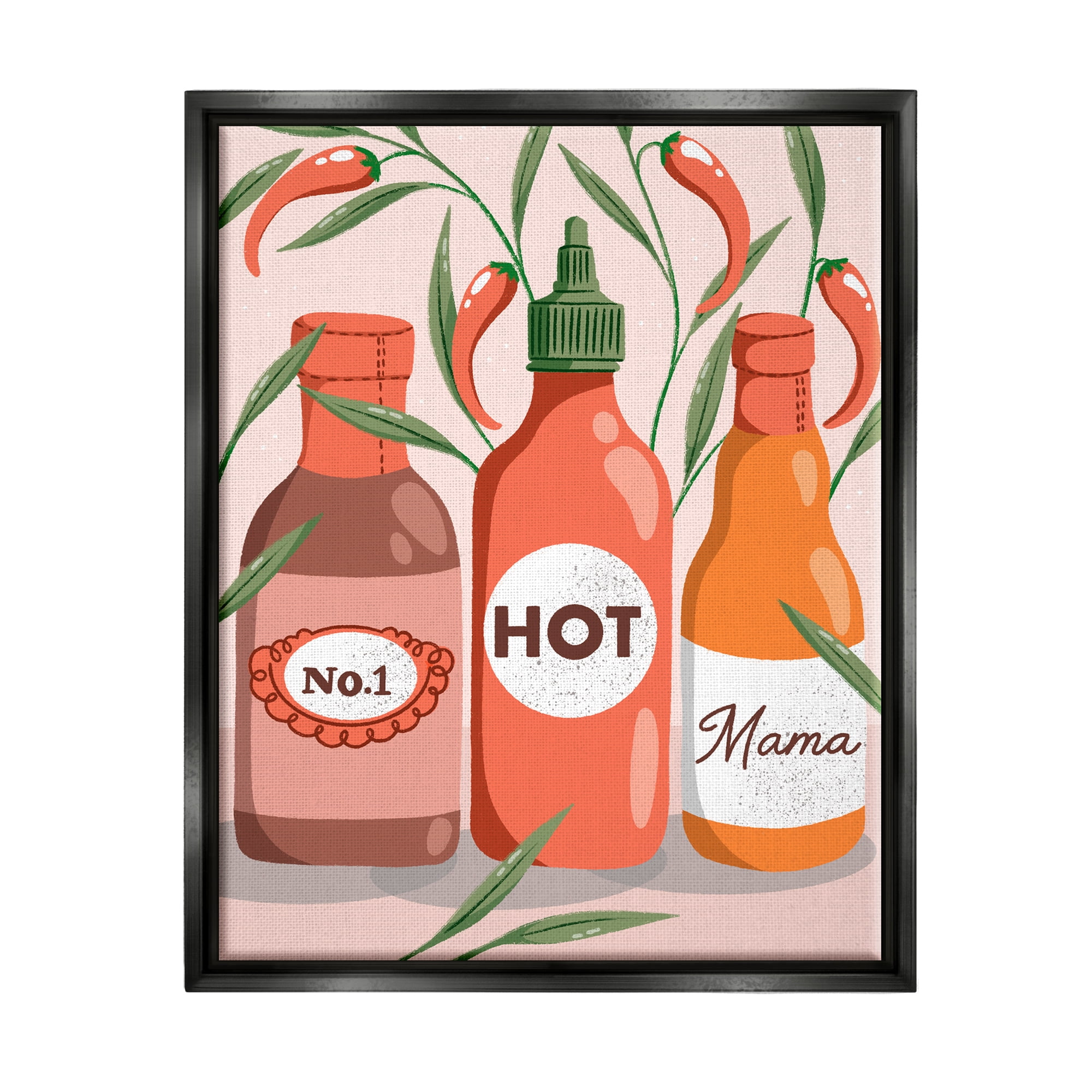 Stupell Industries No.1 Hot Mama Chili Sauce Holiday Painting Black Floater Framed Art Print Wall Art