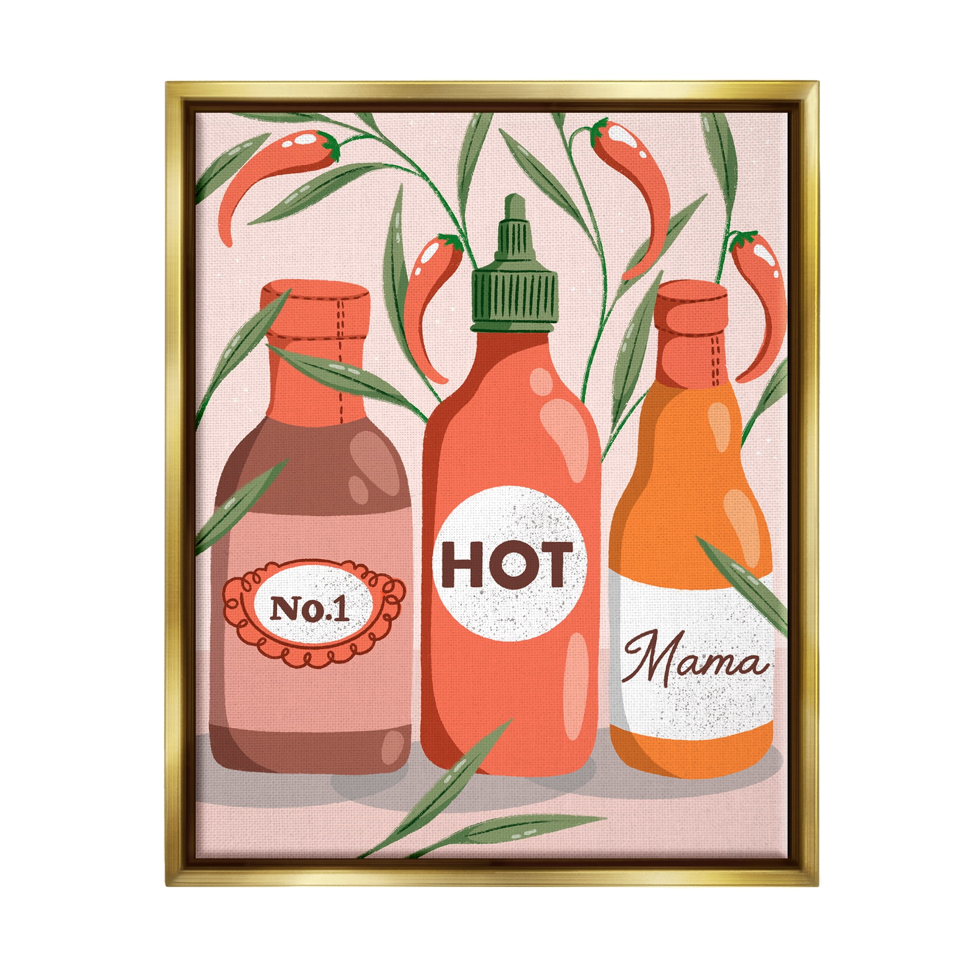 Stupell Industries No.1 Hot Mama Chili Sauce Holiday Painting Gold Floater Framed Art Print Wall Art