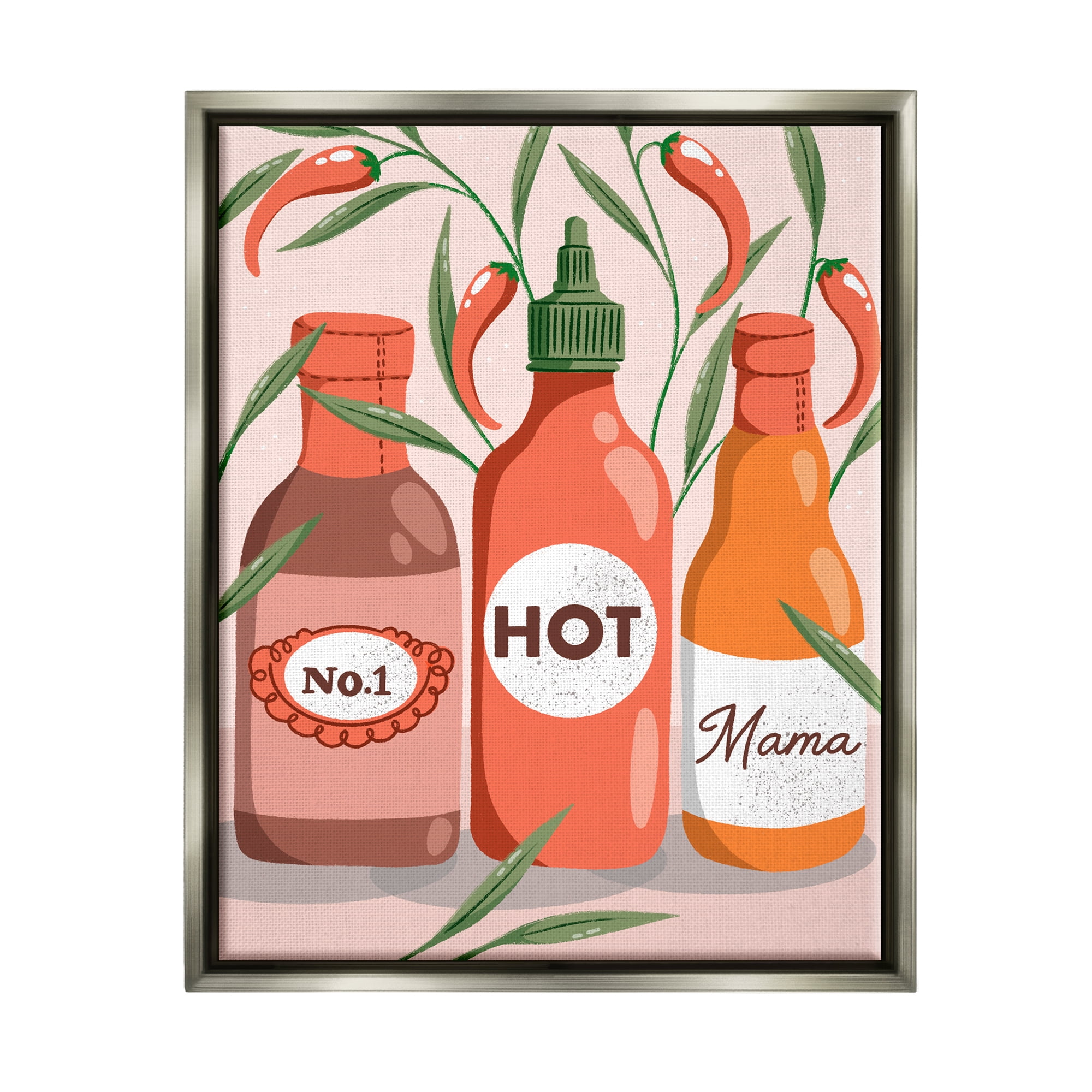 Stupell Industries No.1 Hot Mama Chili Sauce Holiday Painting Gray Floater Framed Art Print Wall Art