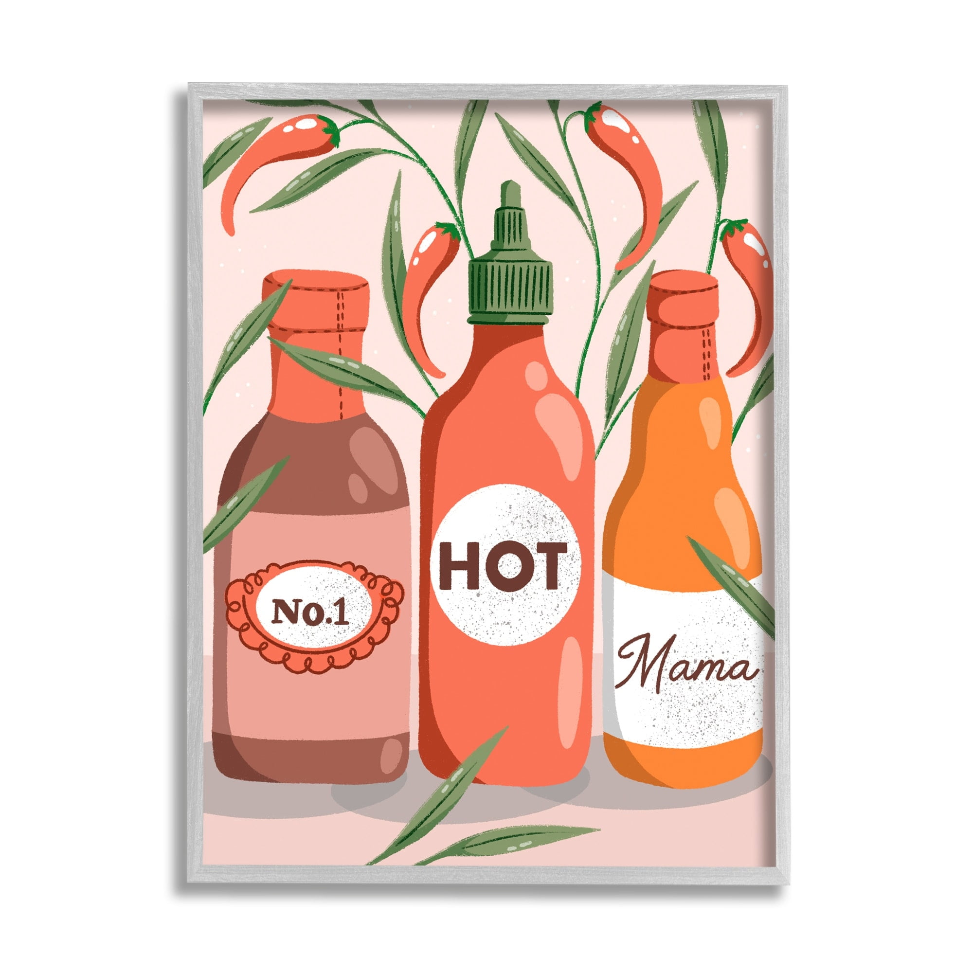 Stupell Industries No.1 Hot Mama Chili Sauce Holiday Painting Gray Framed Art Print Wall Art
