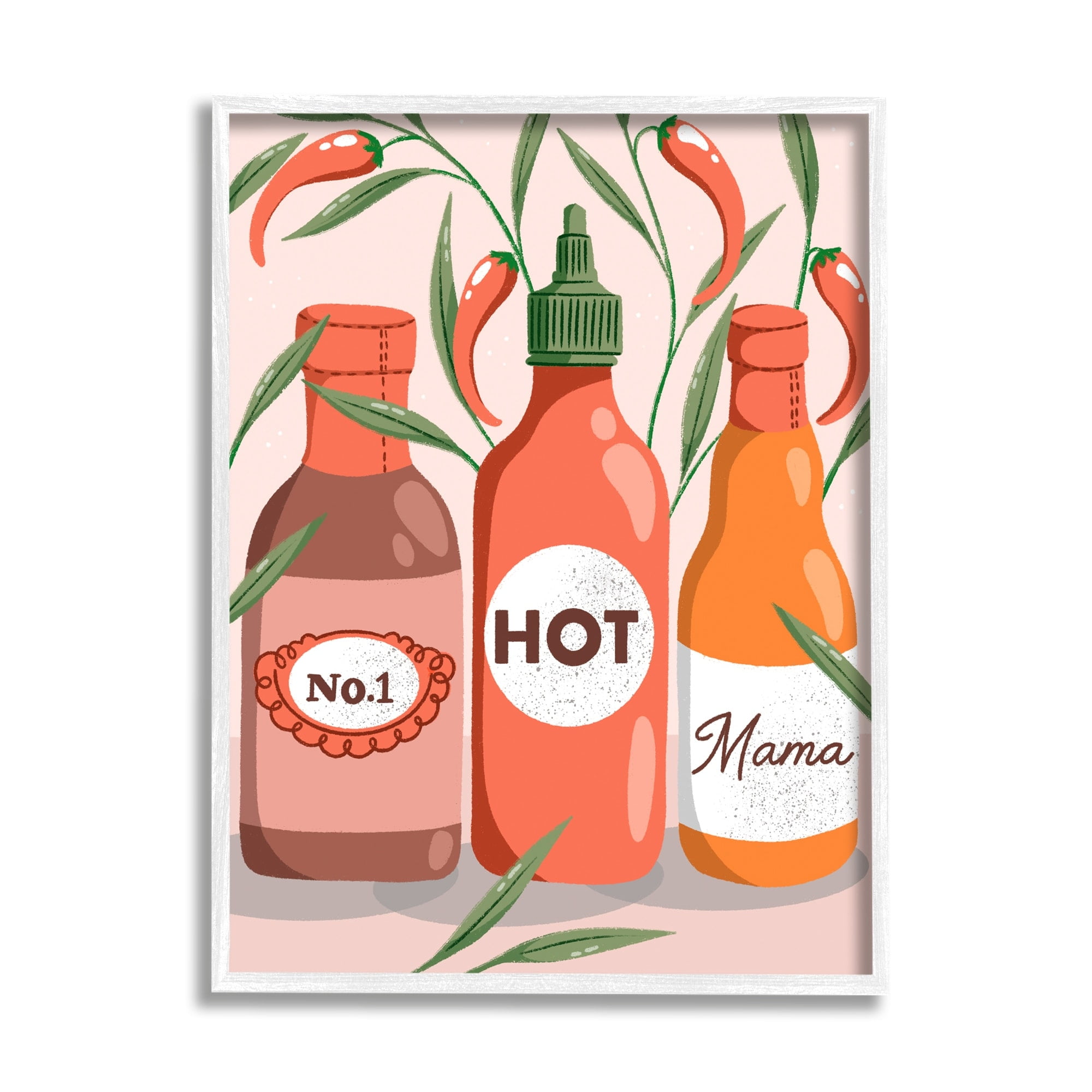 Stupell Industries No.1 Hot Mama Chili Sauce Holiday Painting White Framed Art Print Wall Art