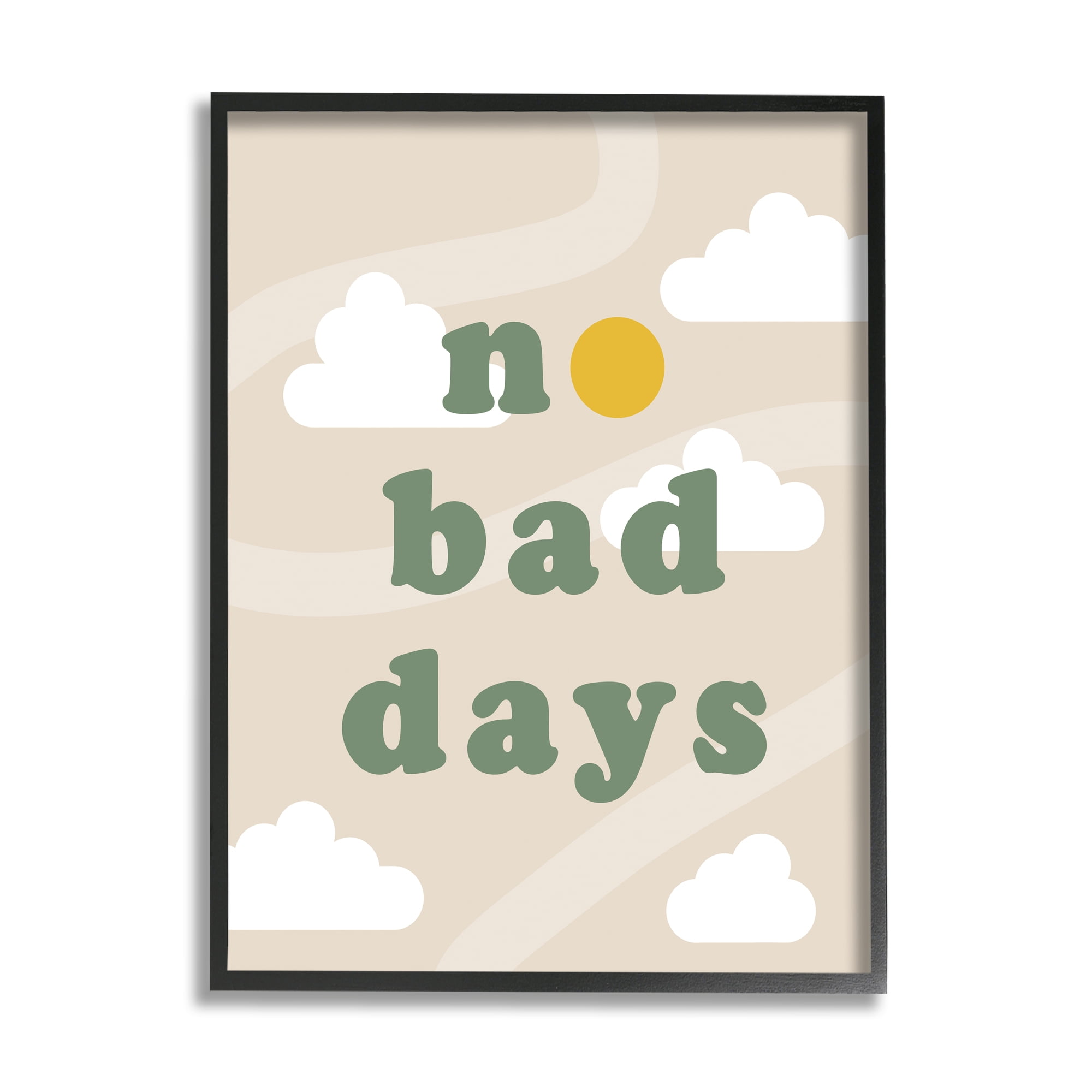 Stupell Industries No Bad Days Minimal Inspirational Painting Black Framed Art Print Wall Art, 16 x 20