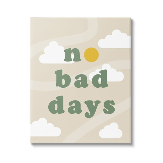 Stupell Industries No Bad Days Minimal Inspirational Painting Gallery Wrapped Canvas Print Wall Art, 30 x 40