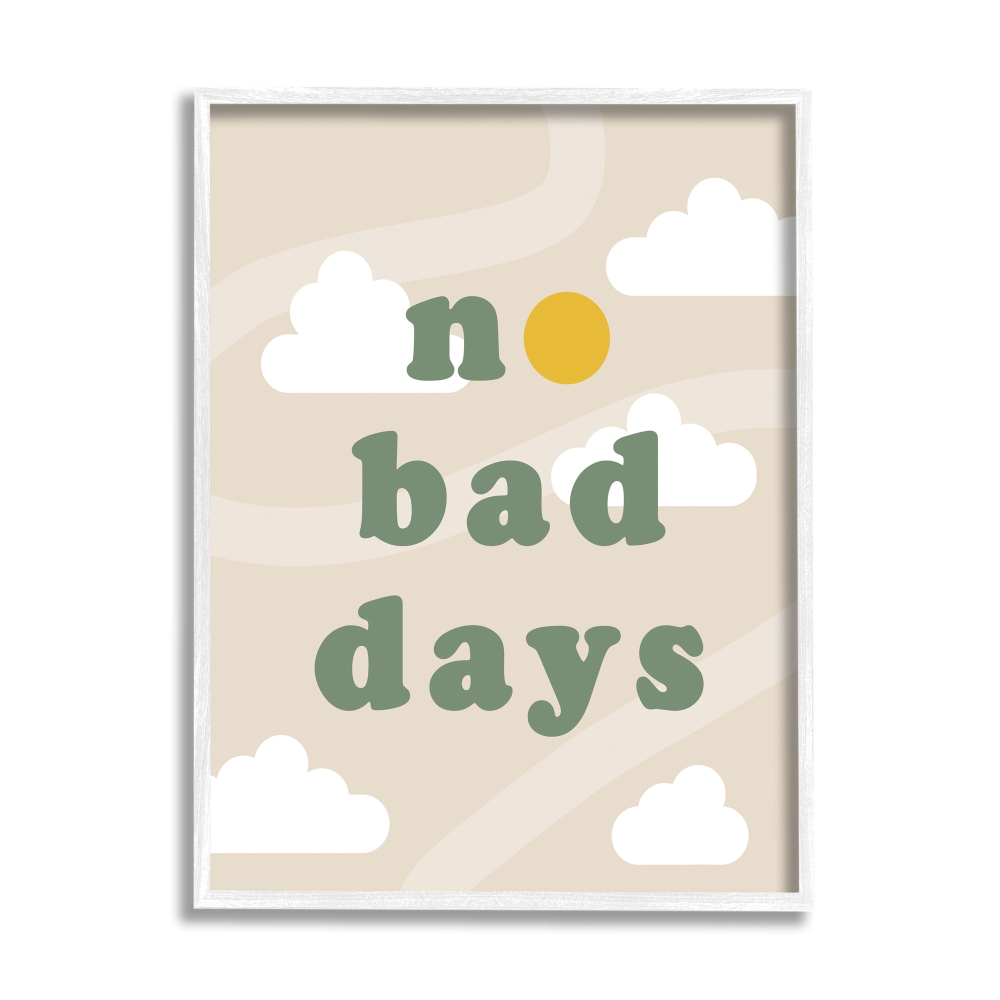 Stupell Industries No Bad Days Minimal Inspirational Painting White Framed Art Print Wall Art, 16 x 20