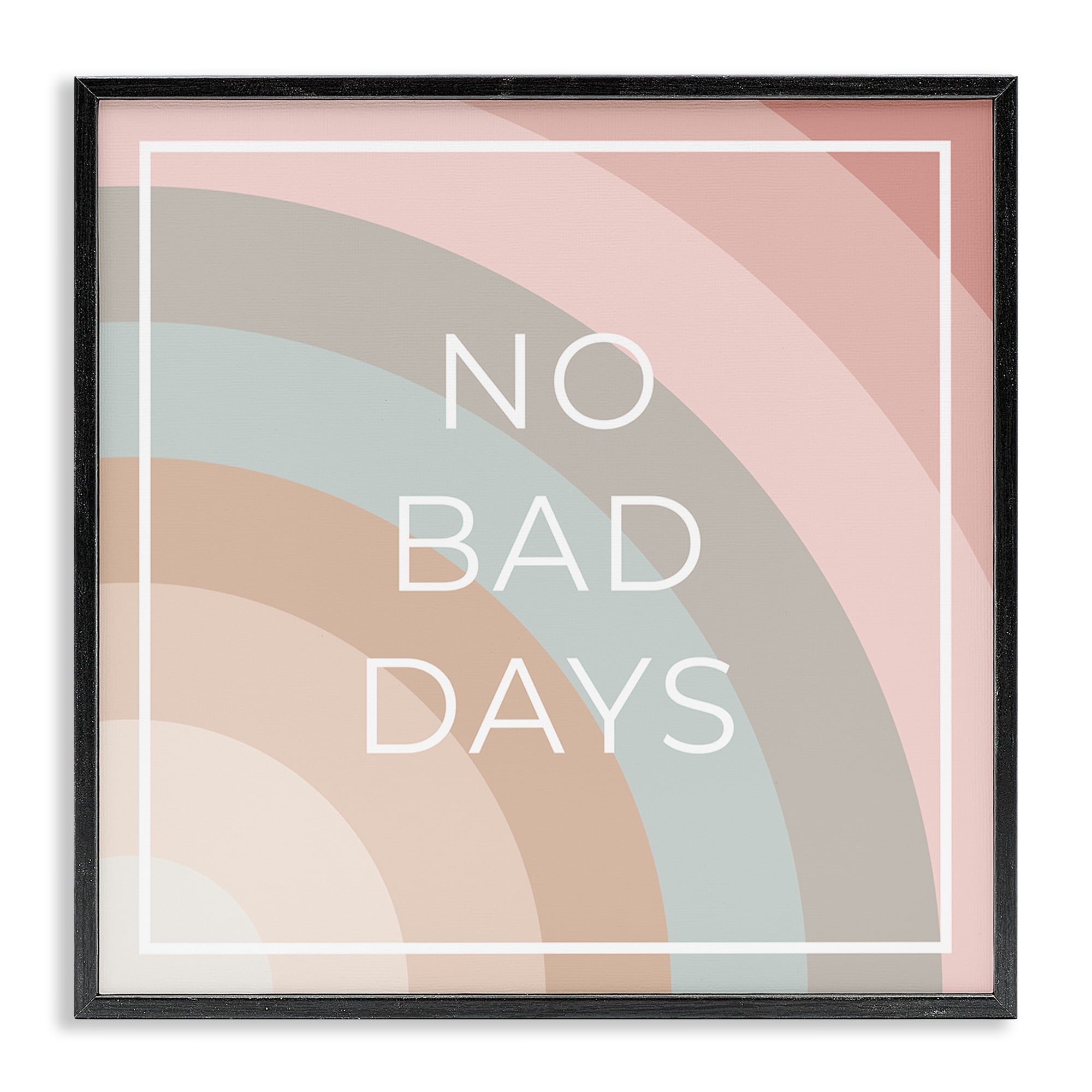 Stupell Industries No Bad Days Rainbow Text & Numbers Painting Black Framed Art Print Wall Art, 24 x 24