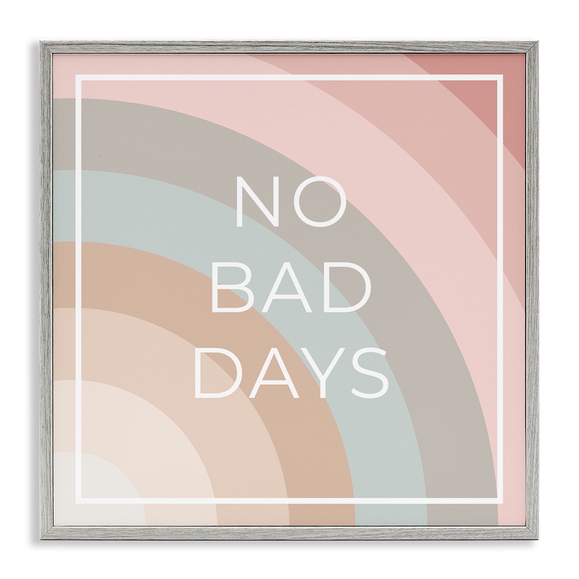 Stupell Industries No Bad Days Rainbow Text & Numbers Painting Gray Framed Art Print Wall Art, 17 x 17