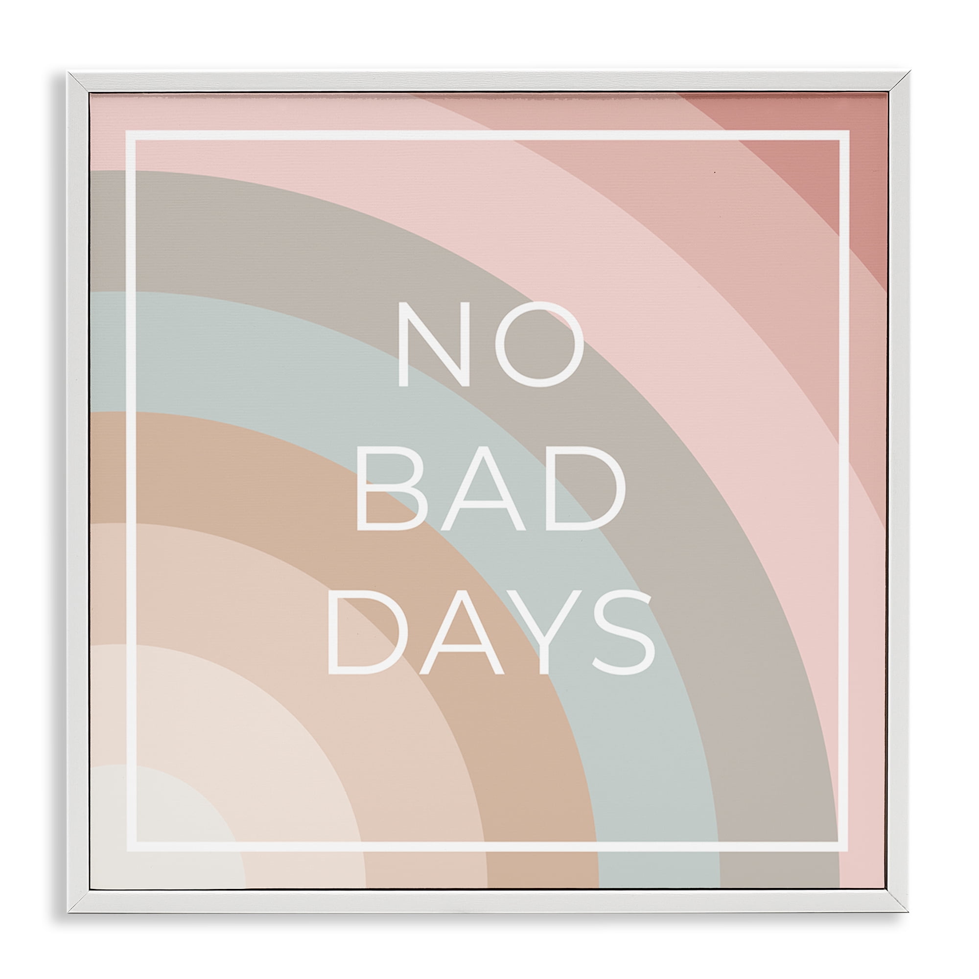 Stupell Industries No Bad Days Rainbow Text & Numbers Painting White Framed Art Print Wall Art, 12 x 12