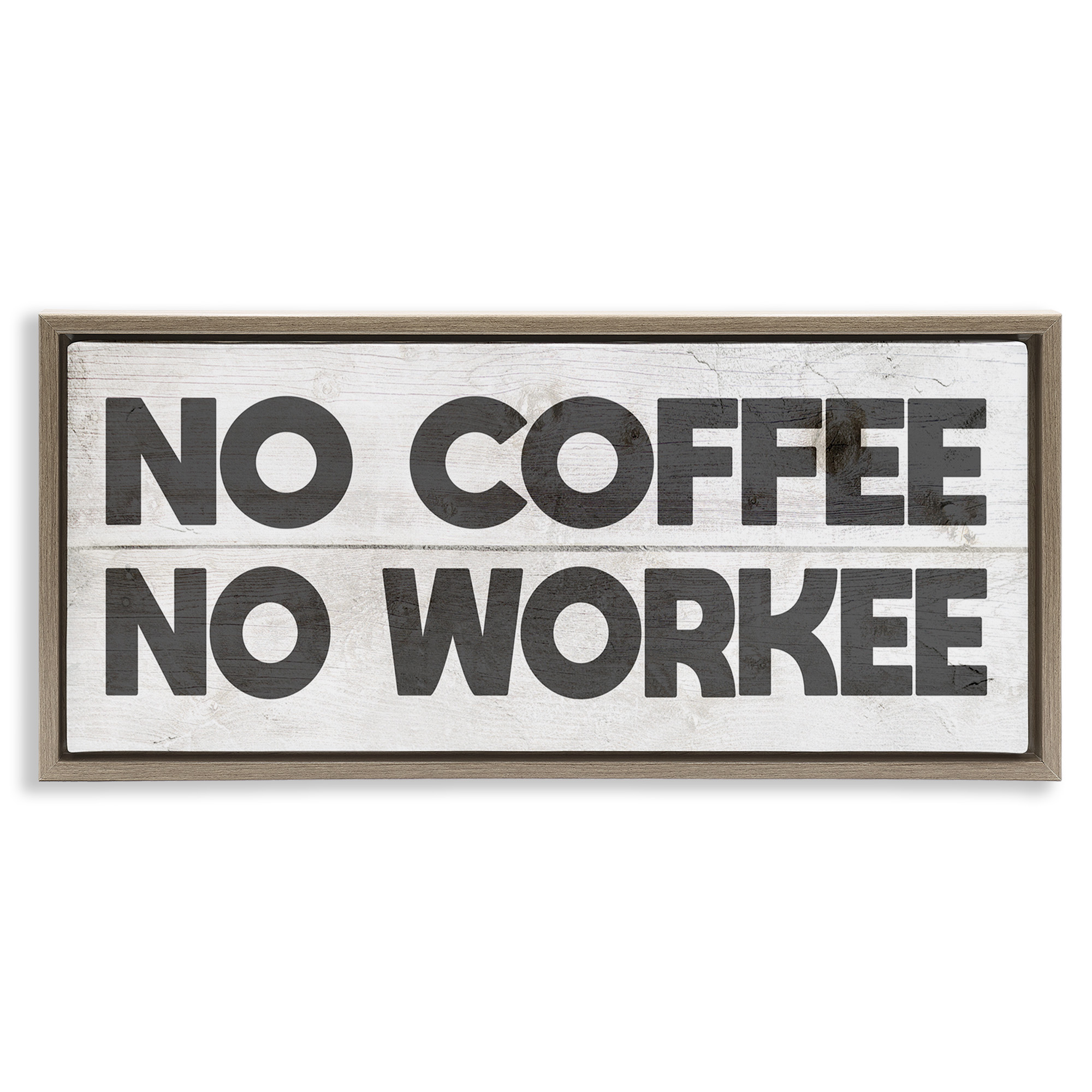 Stupell Industries No Coffee Funny Office Phrase Typography Painting Brown Floater Framed Canvas Art Print Wall Art, 31 x 14