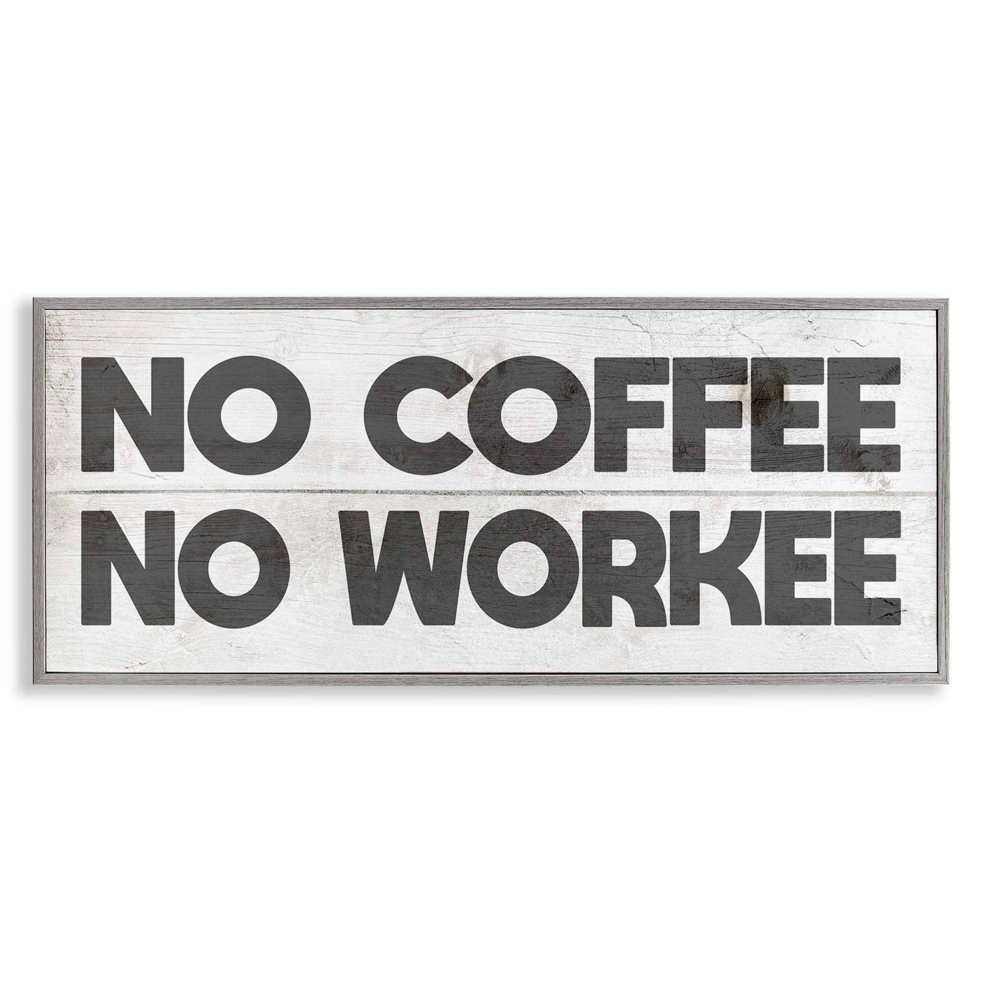 Stupell Industries No Coffee Funny Office Phrase Typography Painting Gray Framed Art Print Wall Art, 30 x 13