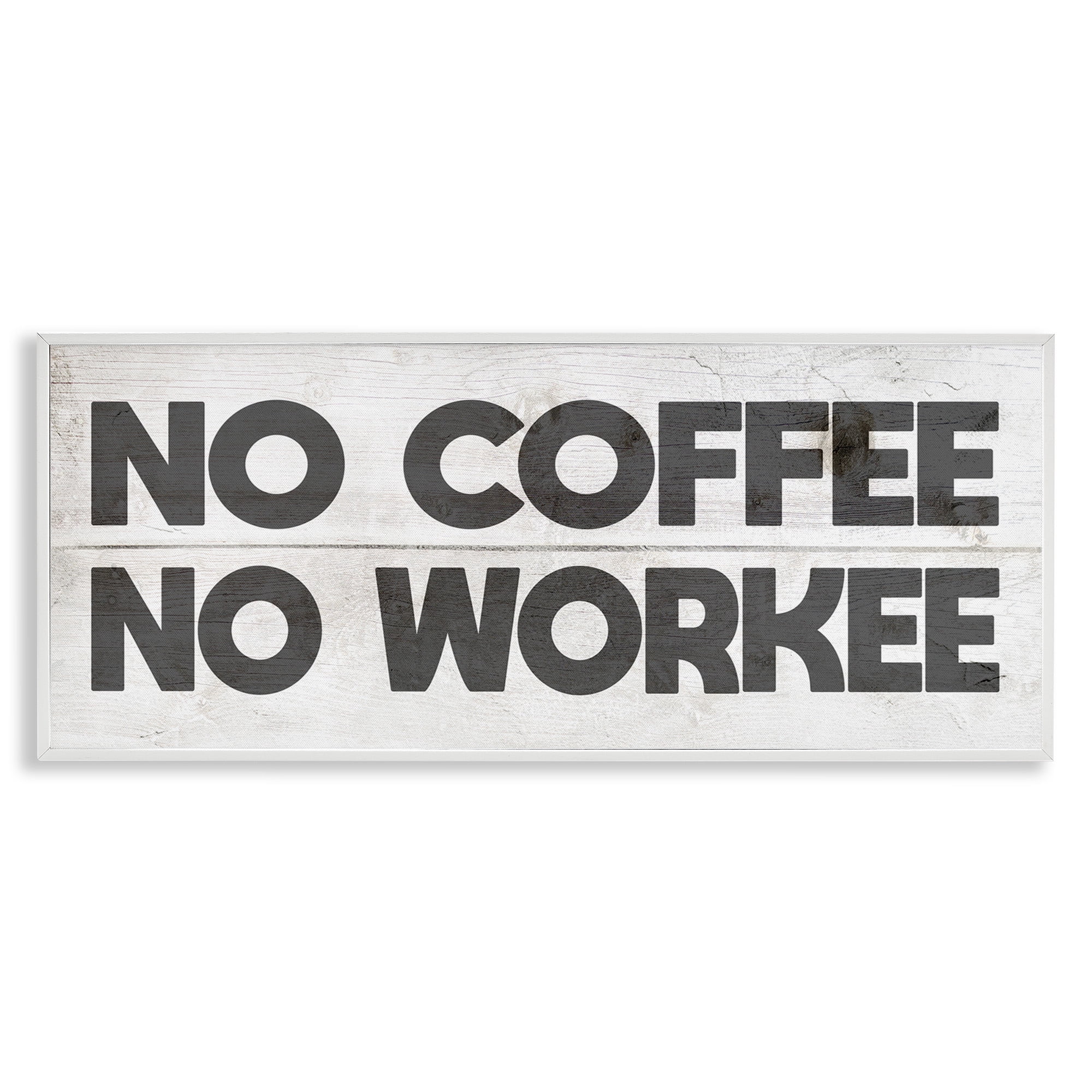 Stupell Industries No Coffee Funny Office Phrase Typography Painting White Framed Art Print Wall Art, 24 x 10