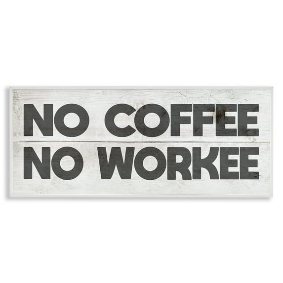Stupell Industries No Coffee Funny Office Phrase Typography Painting White Framed Art Print Wall Art, 24 x 10