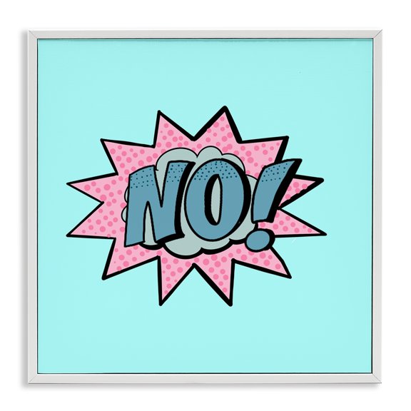 Stupell Industries No Comic Speech Bubble White Framed Giclee Art design by Ashley Singleton, 12 x 12