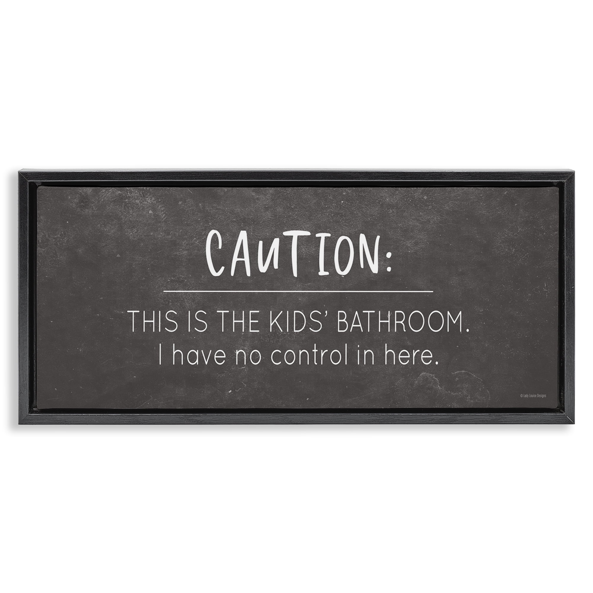 Stupell Industries No Control Here Bathroom Typography Painting Black Floater Framed Canvas Art Print Wall Art, 31 x 14