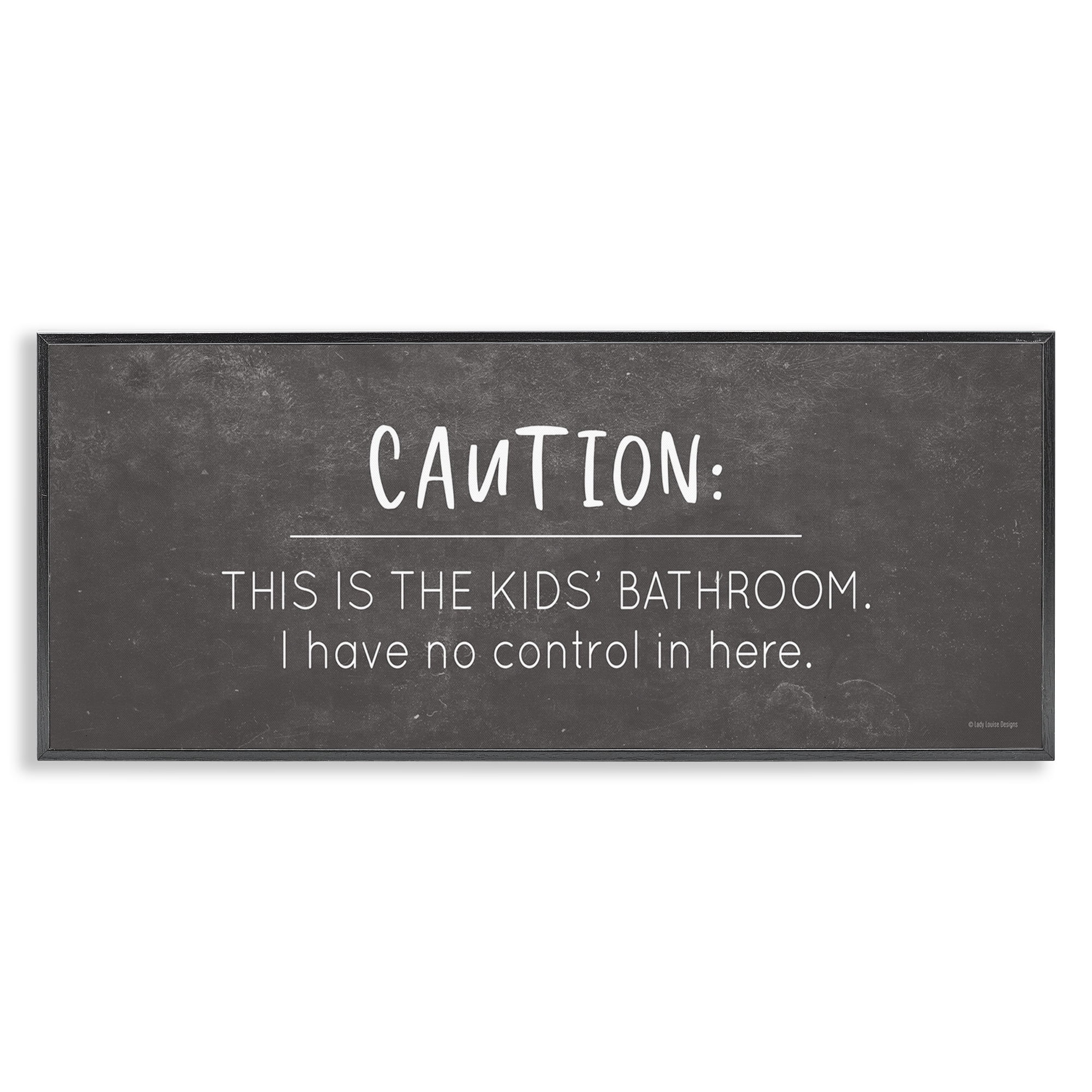 Stupell Industries No Control Here Bathroom Typography Painting Black Framed Art Print Wall Art, 24 x 10