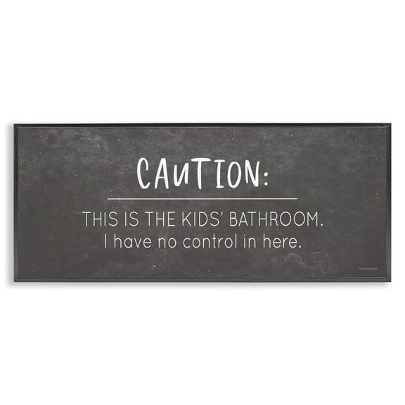 Stupell Industries No Control Here Bathroom Typography Painting Black Framed Art Print Wall Art, 24 x 10