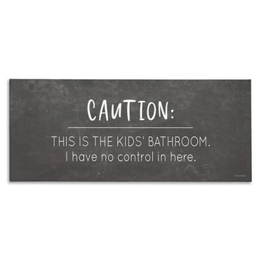 Stupell Industries No Control Here Bathroom Typography Painting Gallery Wrapped Canvas Art Print Wall Art, 24 x 10
