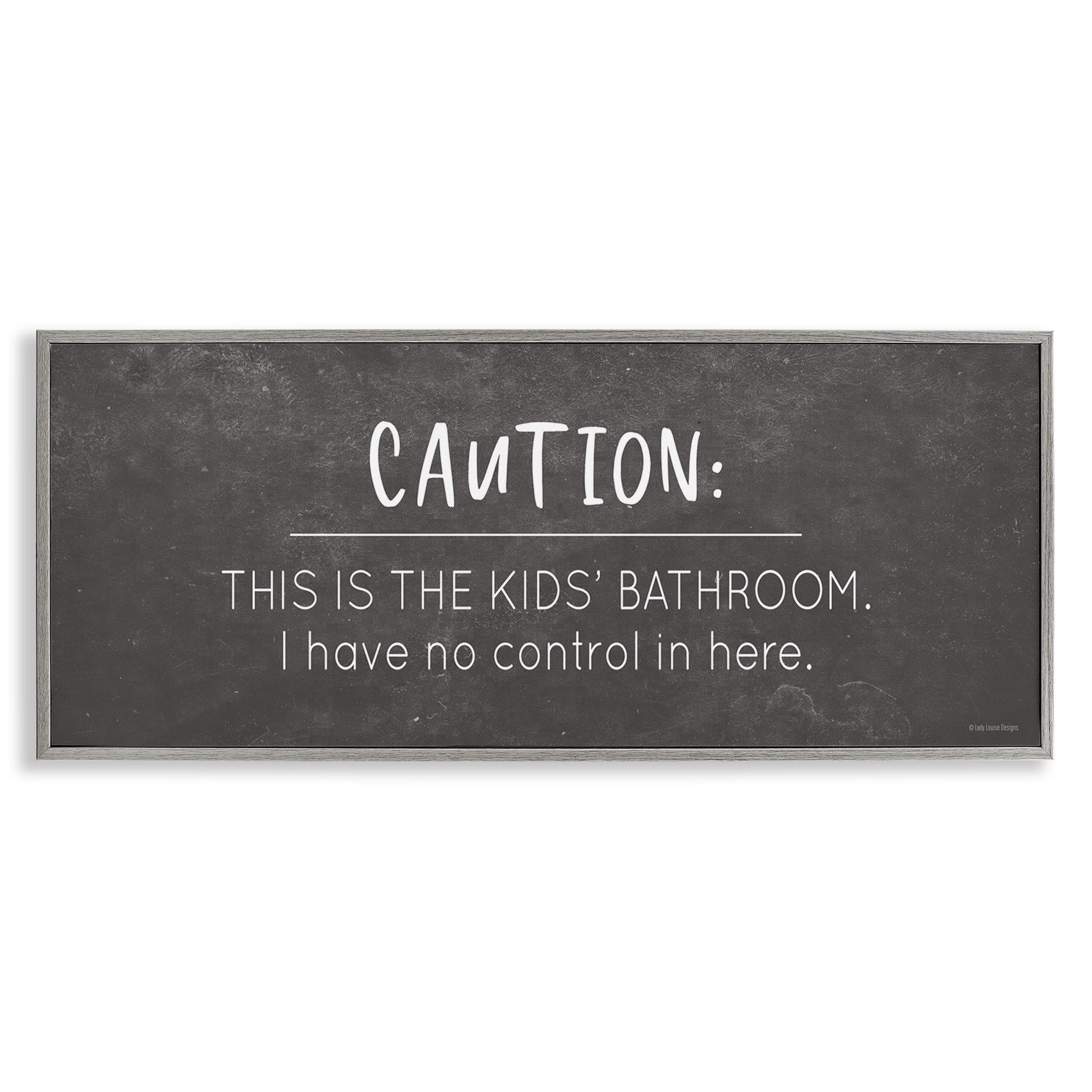 Stupell Industries No Control Here Bathroom Typography Painting Gray Framed Art Print Wall Art, 30 x 13