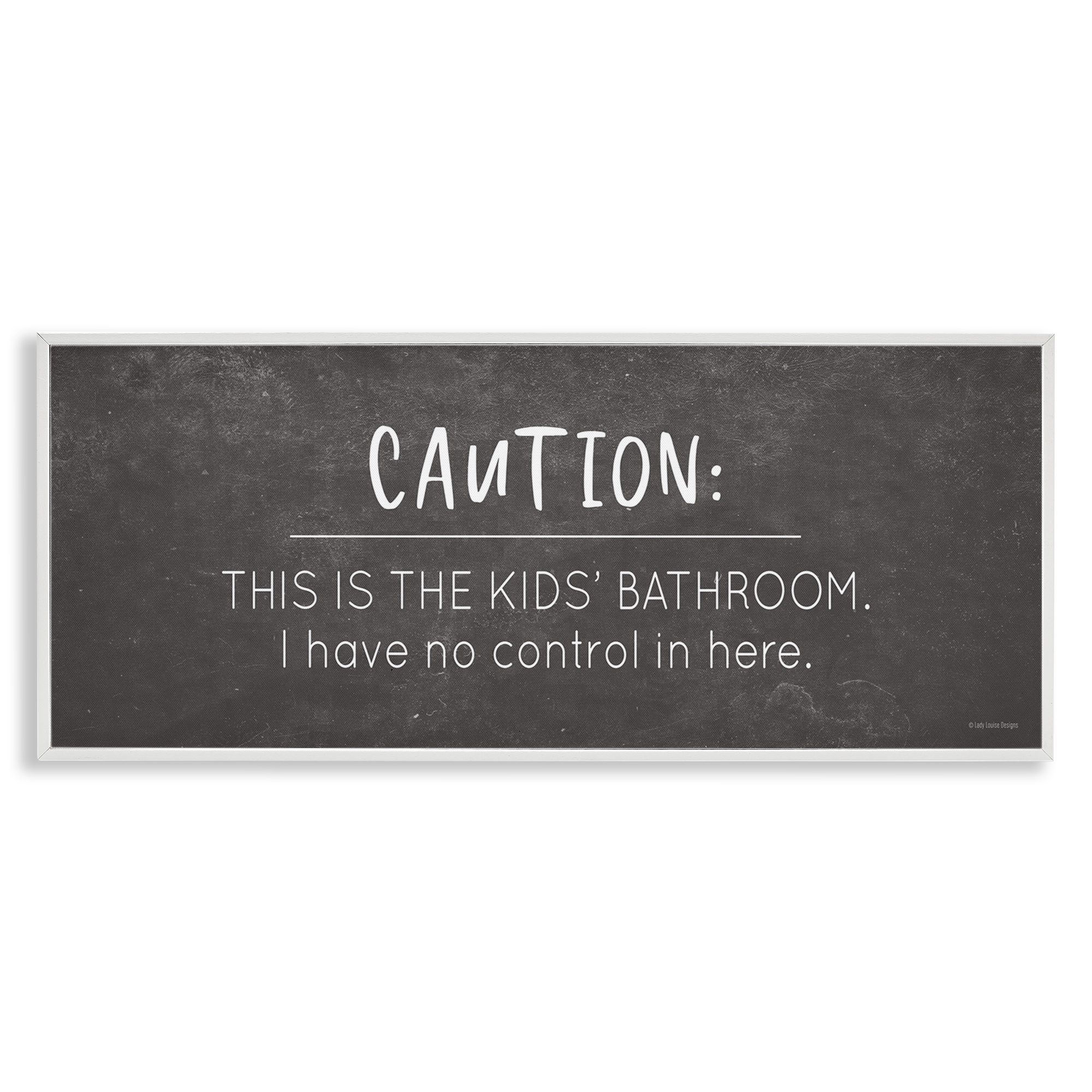Stupell Industries No Control Here Bathroom Typography Painting White Framed Art Print Wall Art, 24 x 10