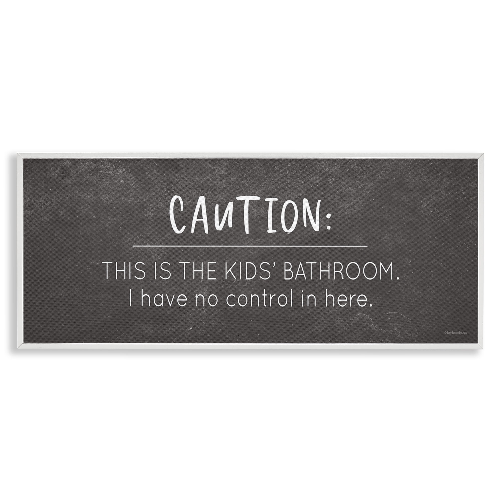Stupell Industries No Control Here Bathroom Typography Painting White Framed Art Print Wall Art, 30 x 13