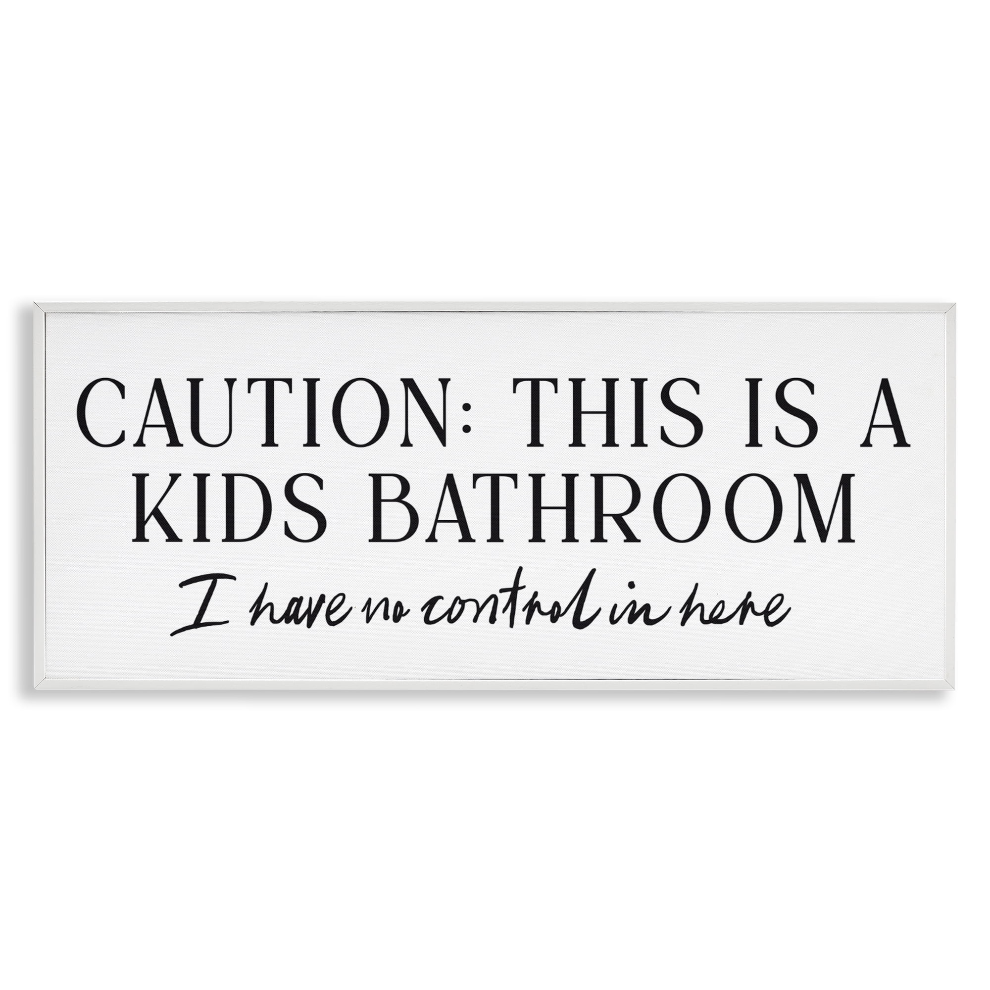 Stupell Industries No Control Kid's Bathroom White Framed Giclee Art, design by Lettered and Lined